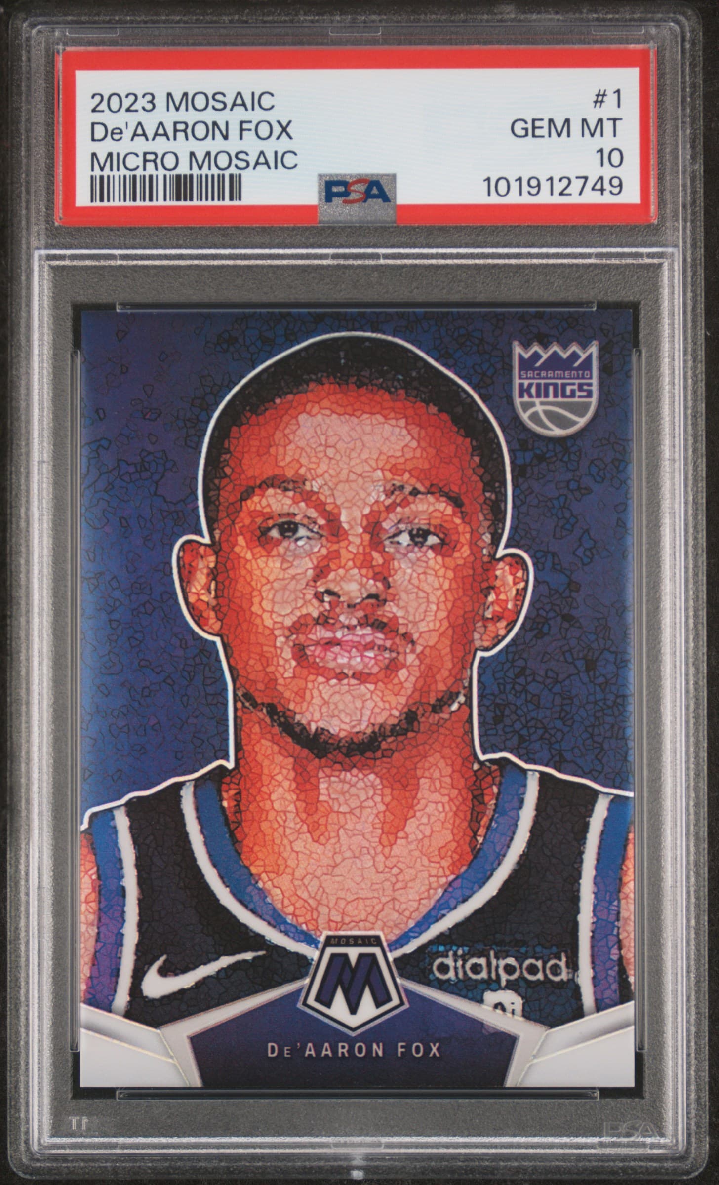2023 PANINI MOSAIC MICRO MOSAIC De'AARON FOX #1 GEM MT 10 101912749