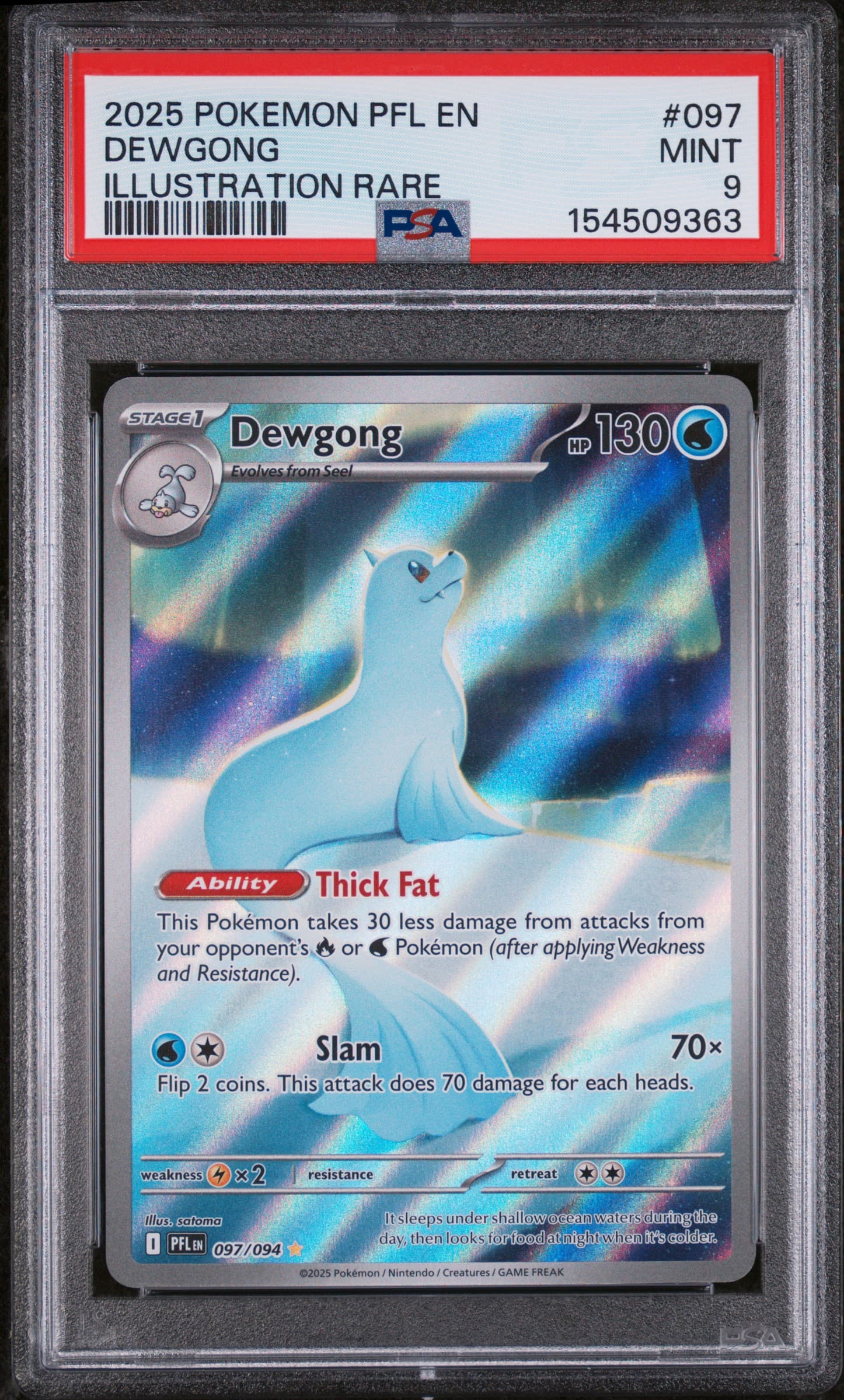 2025 POKEMON PFL EN-PHANTASMAL FLAMES DEWGONG #097 ILLUSTRATION RARE MINT 9 154509363