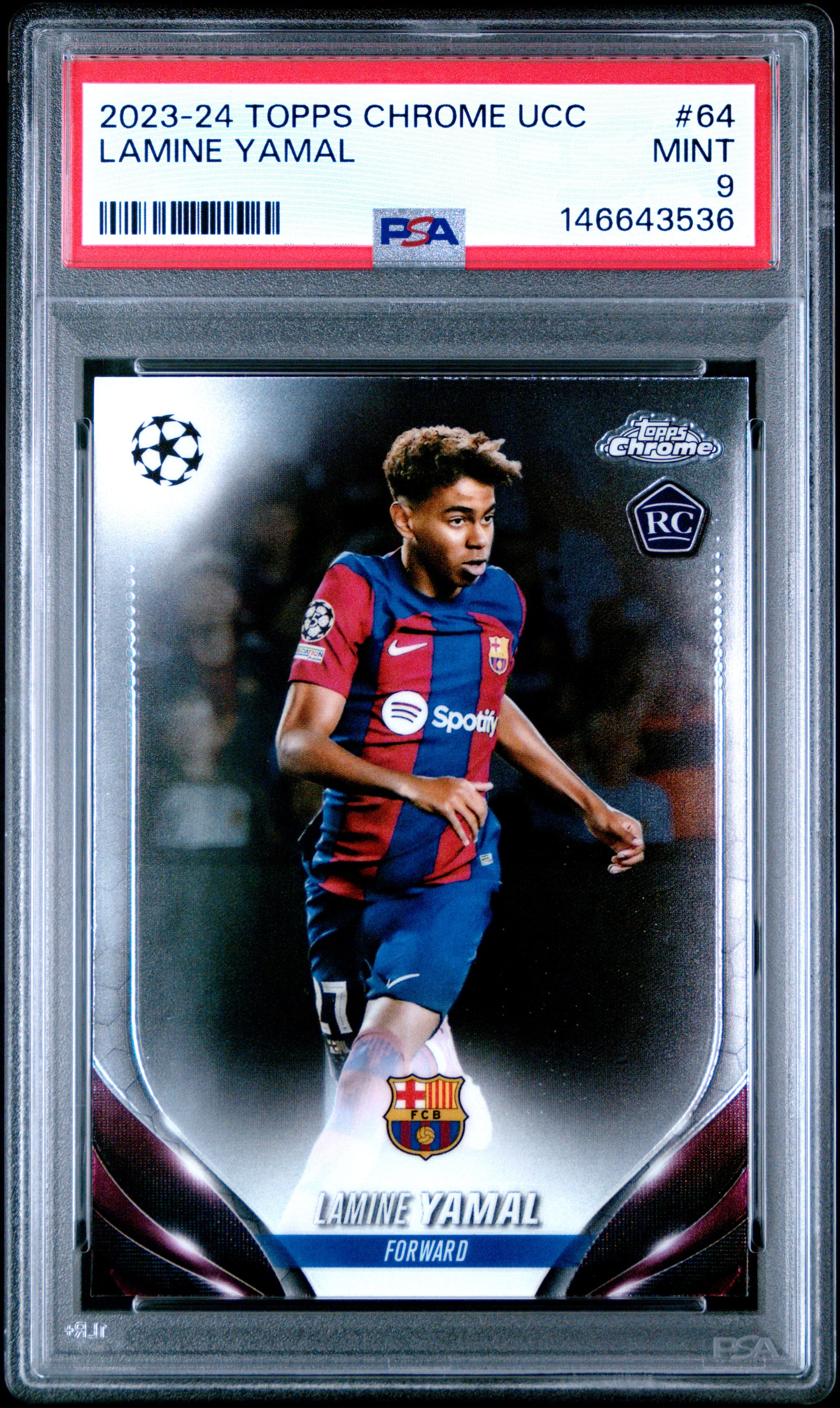 2023-24 TOPPS CHROME UEFA CLUB COMPETITIONS LAMINE YAMAL #64 MINT 9 146643536