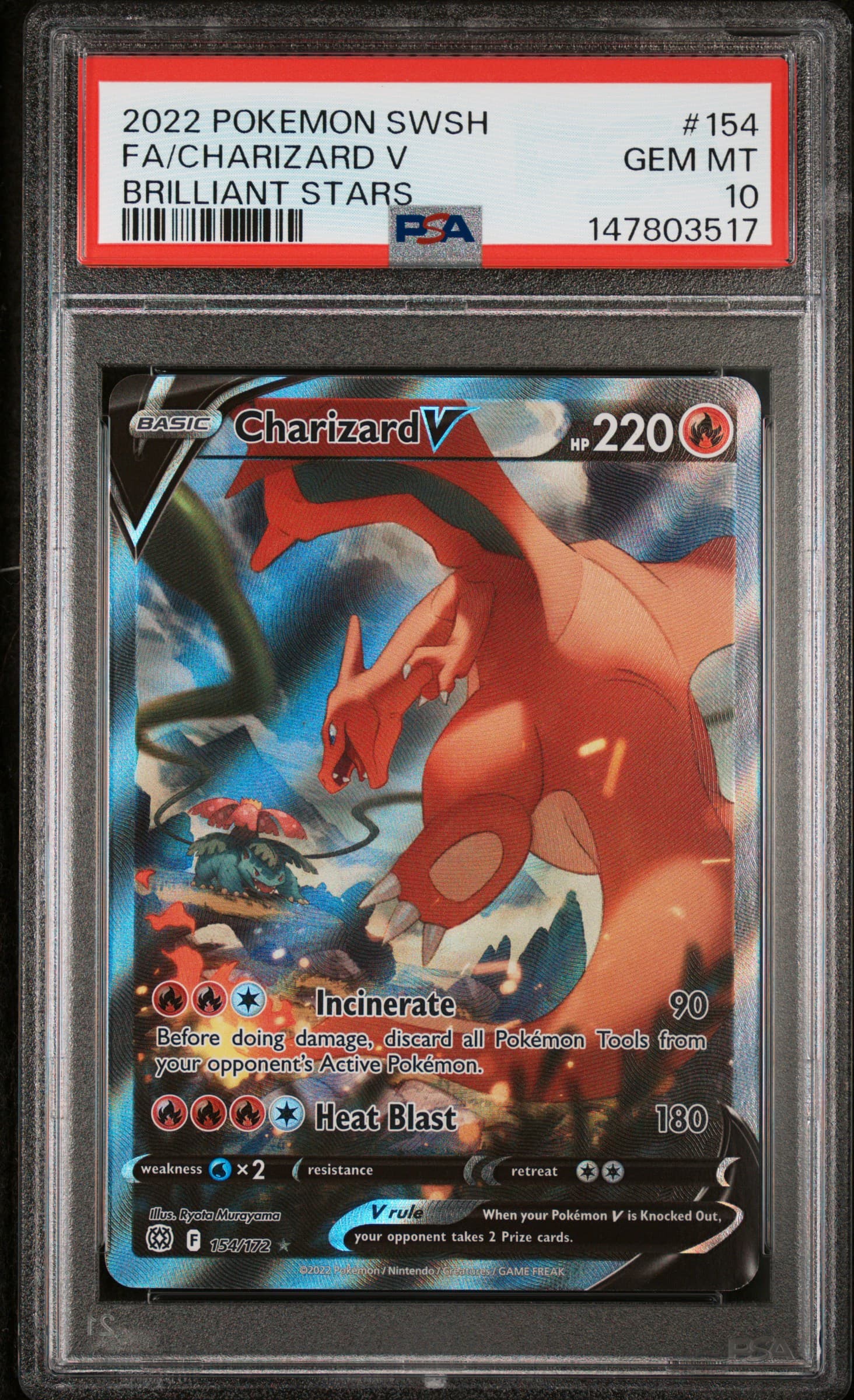2022 POKEMON SWORD & SHIELD BRILLIANT STARS FA/CHARIZARD V #154 BRILLIANT STARS GEM MT 10 147803517