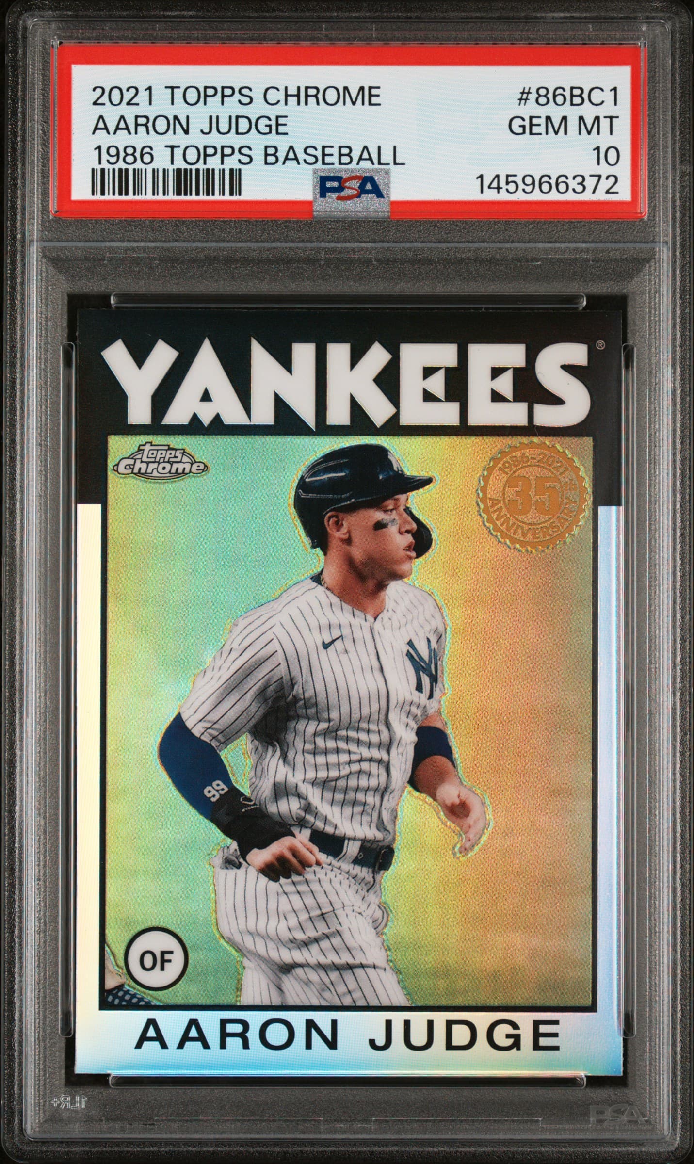 2021 TOPPS CHROME 1986 TOPPS BASEBALL AARON JUDGE #86BC1 1986 TOPPS BASEBALL GEM MT 10 145966372