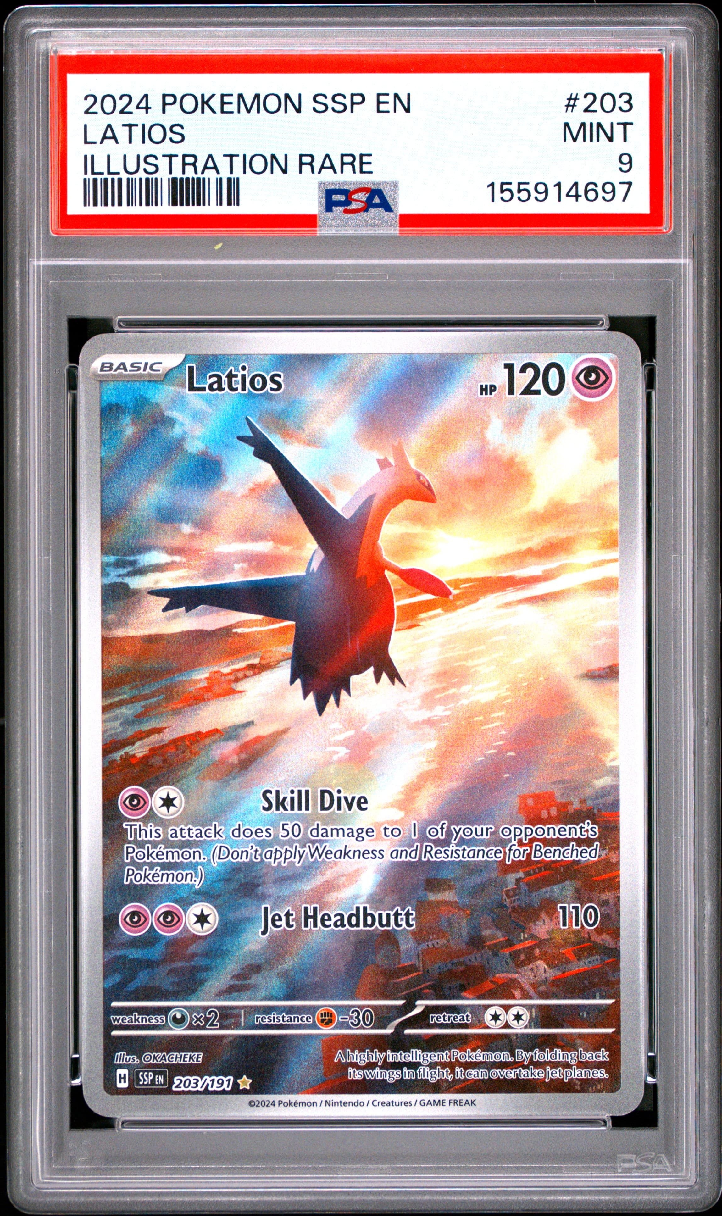 2024 POKEMON SSP EN-SURGING SPARKS LATIOS #203 ILLUSTRATION RARE MINT 9 155914697