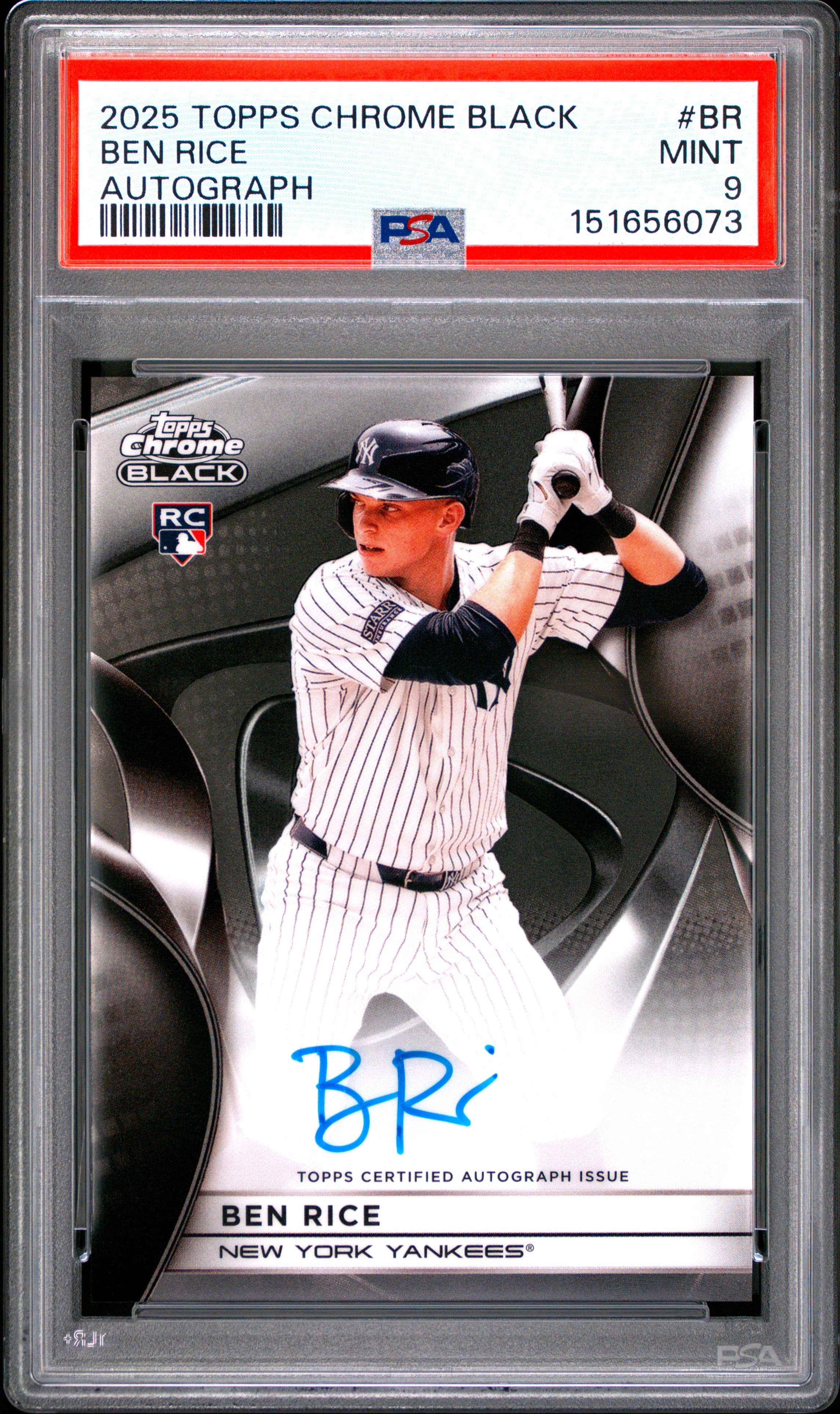 2025 TOPPS CHROME BLACK AUTOGRAPHS BEN RICE #BR MINT 9 151656073