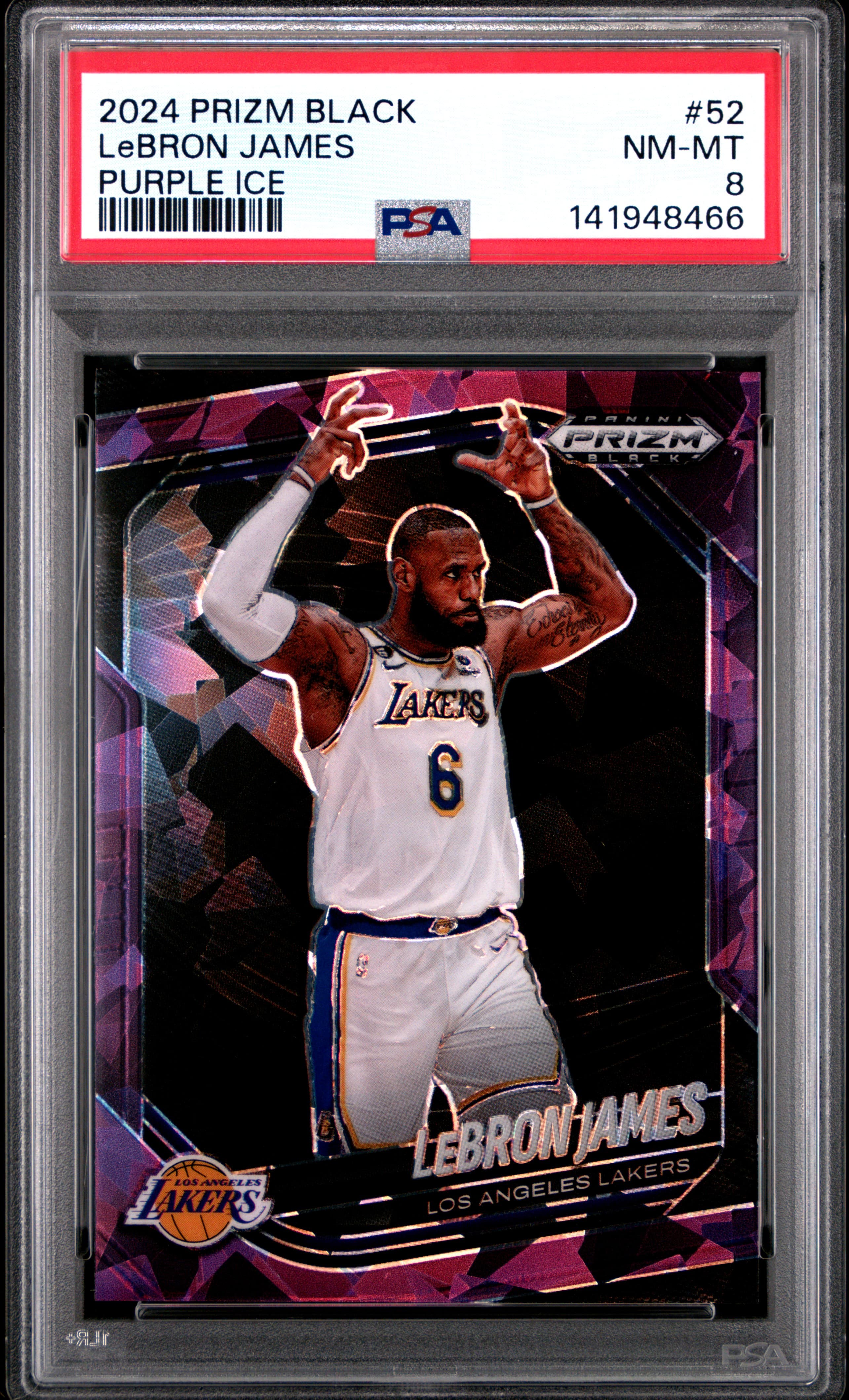 2024 PANINI PRIZM BLACK LeBRON JAMES #52 PURPLE ICE NM-MT 8 141948466