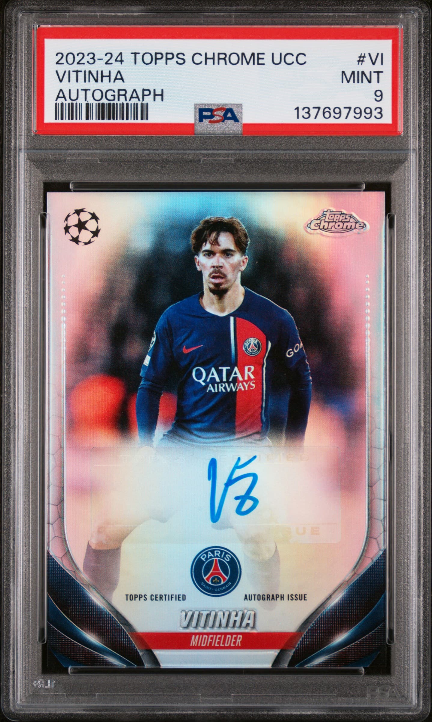 2023-24 TOPPS CHROME UEFA CLUB COMPETITIONS CHROME AUTOGRAPHS VITINHA #VI MINT 9 137697993