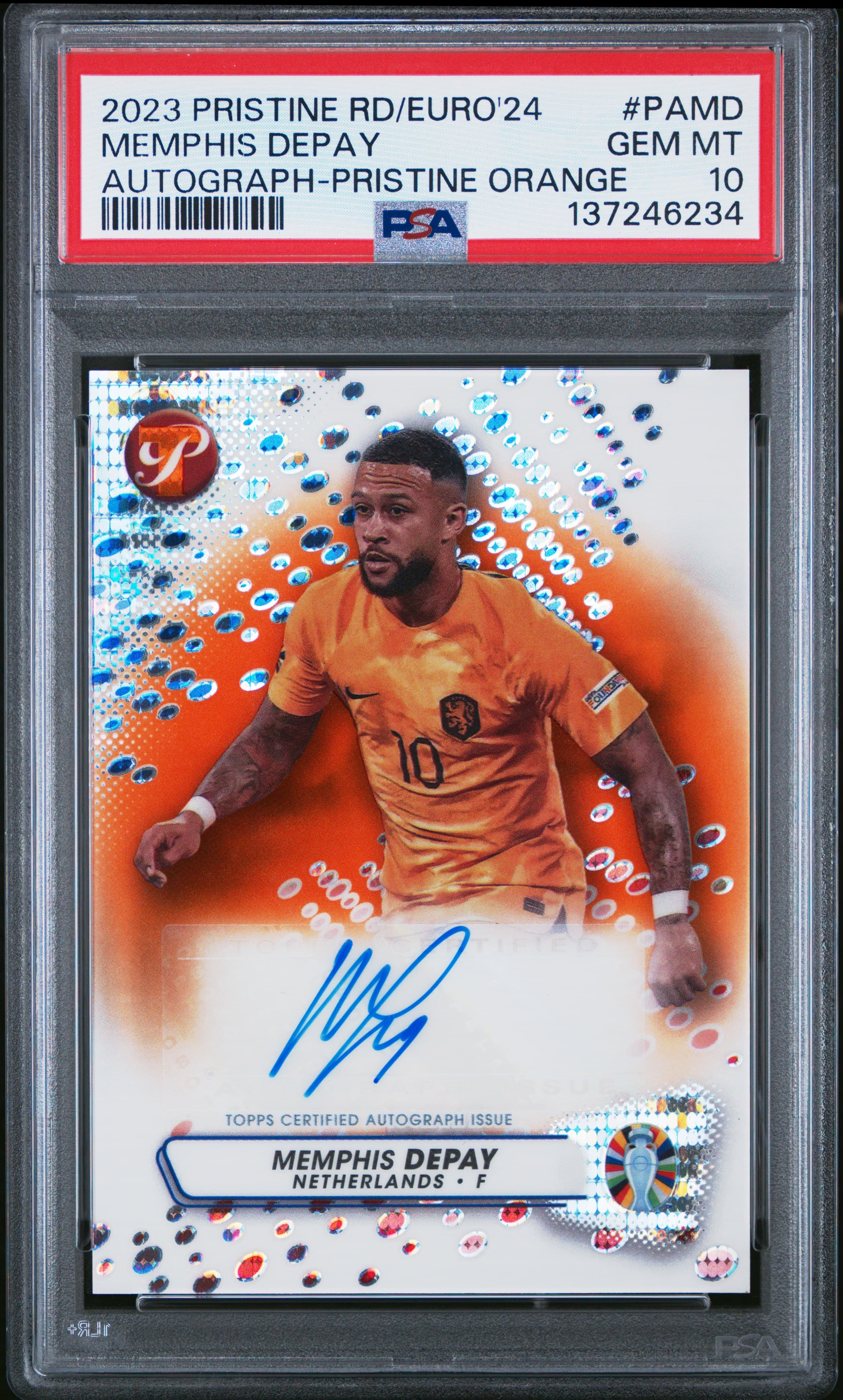 2023 TOPPS PRISTINE ROAD TO UEFA EURO 2024 PRISTINE AUTOGRAPHS MEMPHIS DEPAY #PAMD AUTOGRAPH-PRISTINE ORANGE GEM MT 10 137246234