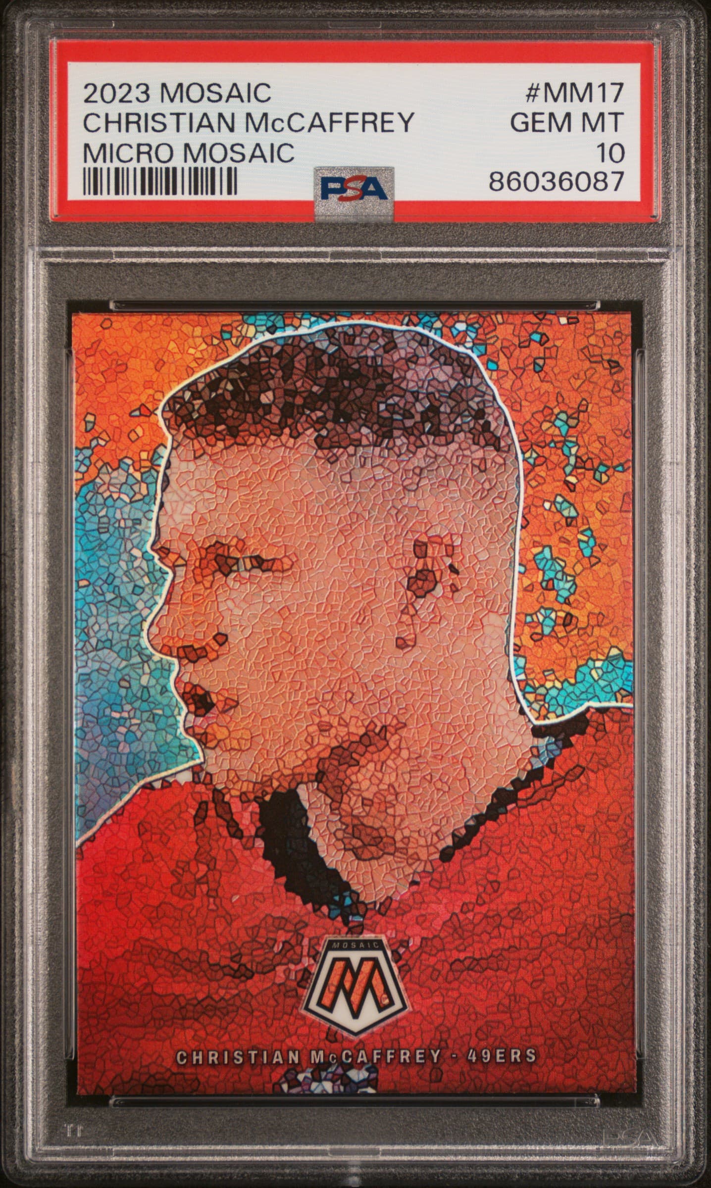 2023 PANINI MOSAIC MICRO MOSAIC CHRISTIAN McCAFFREY #MM17 GEM MT 10 86036087