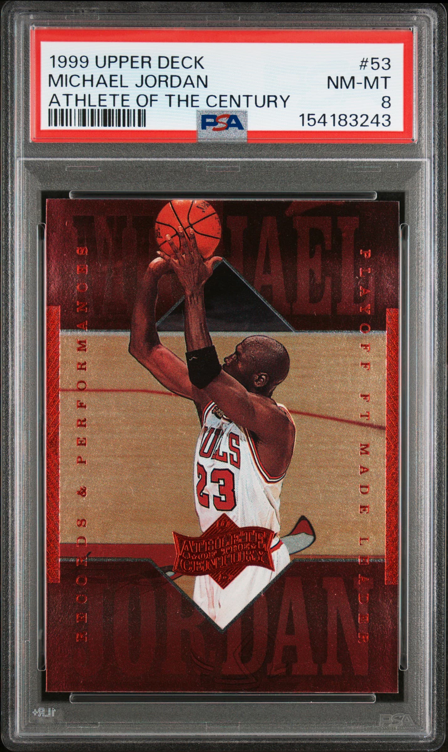 1999 UPPER DECK MJ ATHLETE OF THE CENTURY MICHAEL JORDAN #53 ATHLETE OF THE CENTURY NM-MT 8 154183243