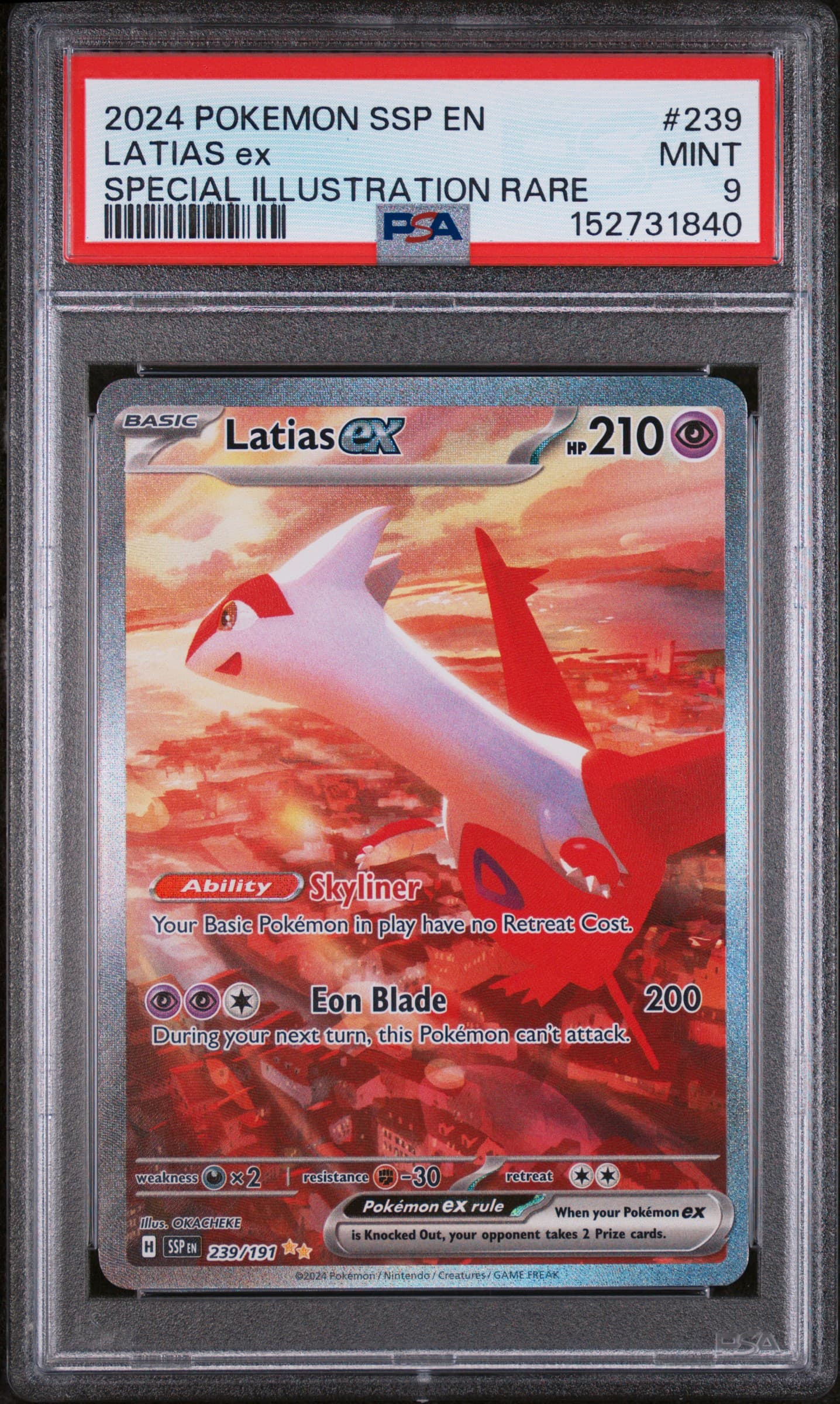 2024 POKEMON SSP EN-SURGING SPARKS LATIAS ex #239 SPECIAL ILLUSTRATION RARE MINT 9 152731840