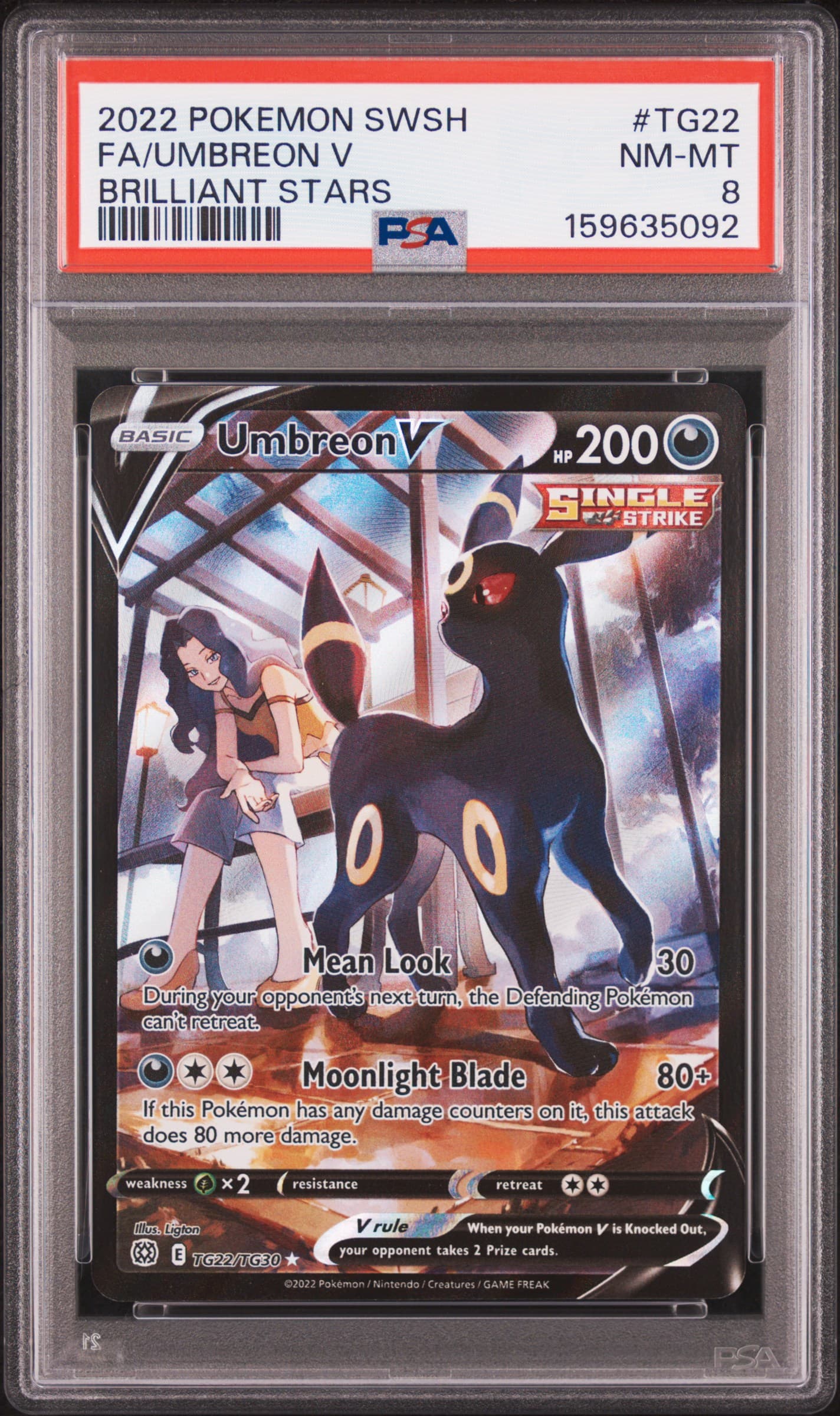 2022 POKEMON SWORD & SHIELD BRILLIANT STARS FA/UMBREON V #TG22 BRILLIANT STARS NM-MT 8 159635092