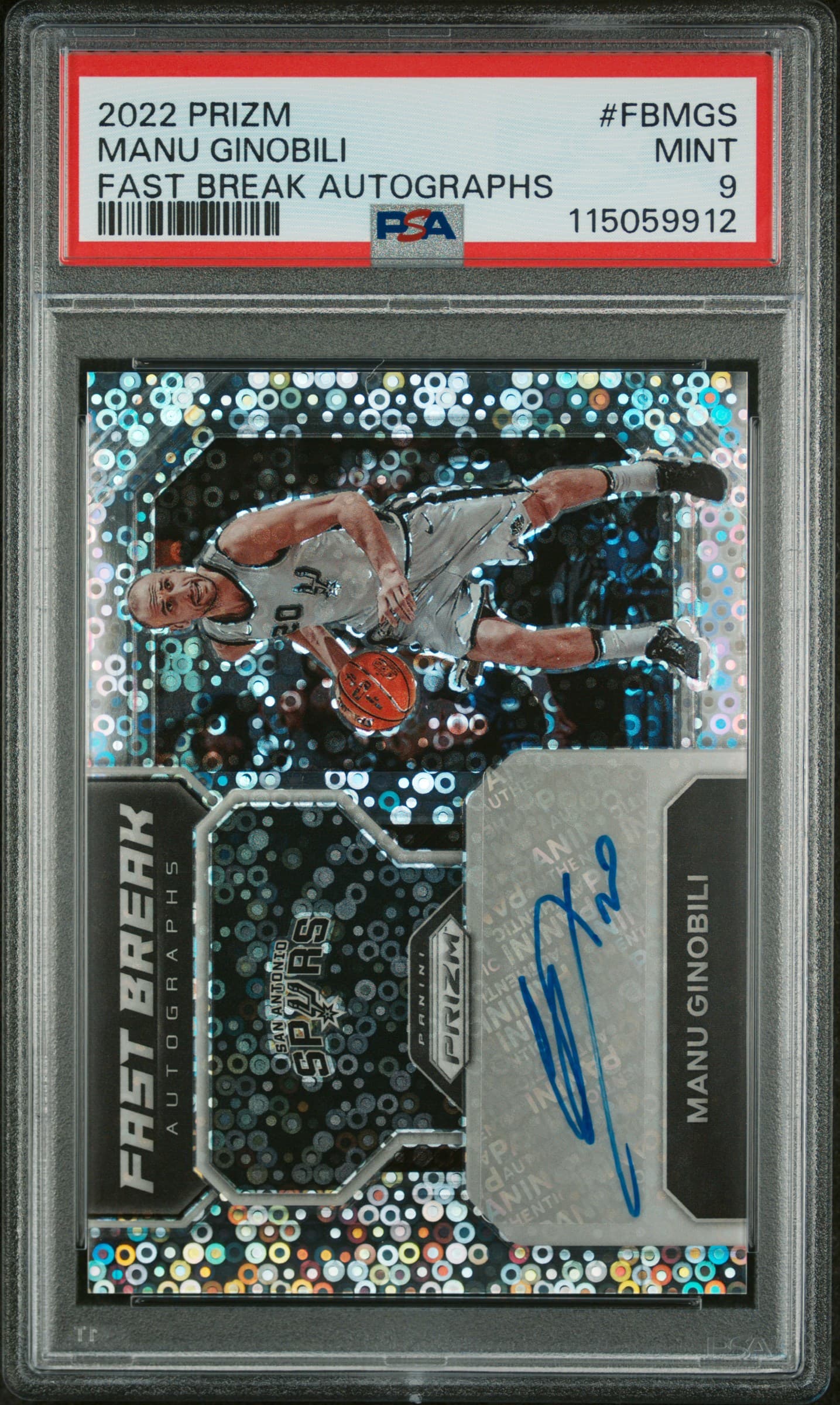 2022 PANINI PRIZM FAST BREAK AUTOGRAPHS MANU GINOBILI #FBMGS FAST BREAK AUTOGRAPHS MINT 9 115059912