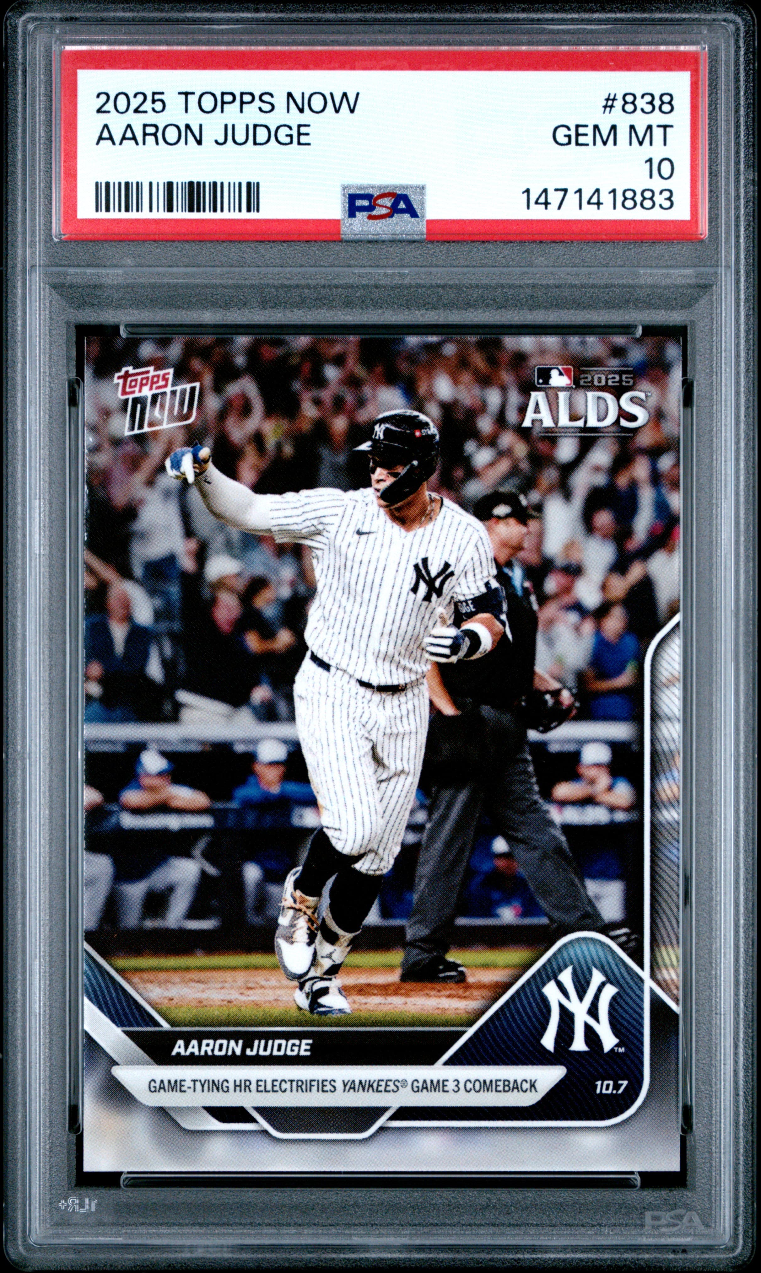 2025 TOPPS NOW AARON JUDGE #838 GEM MT 10 147141883