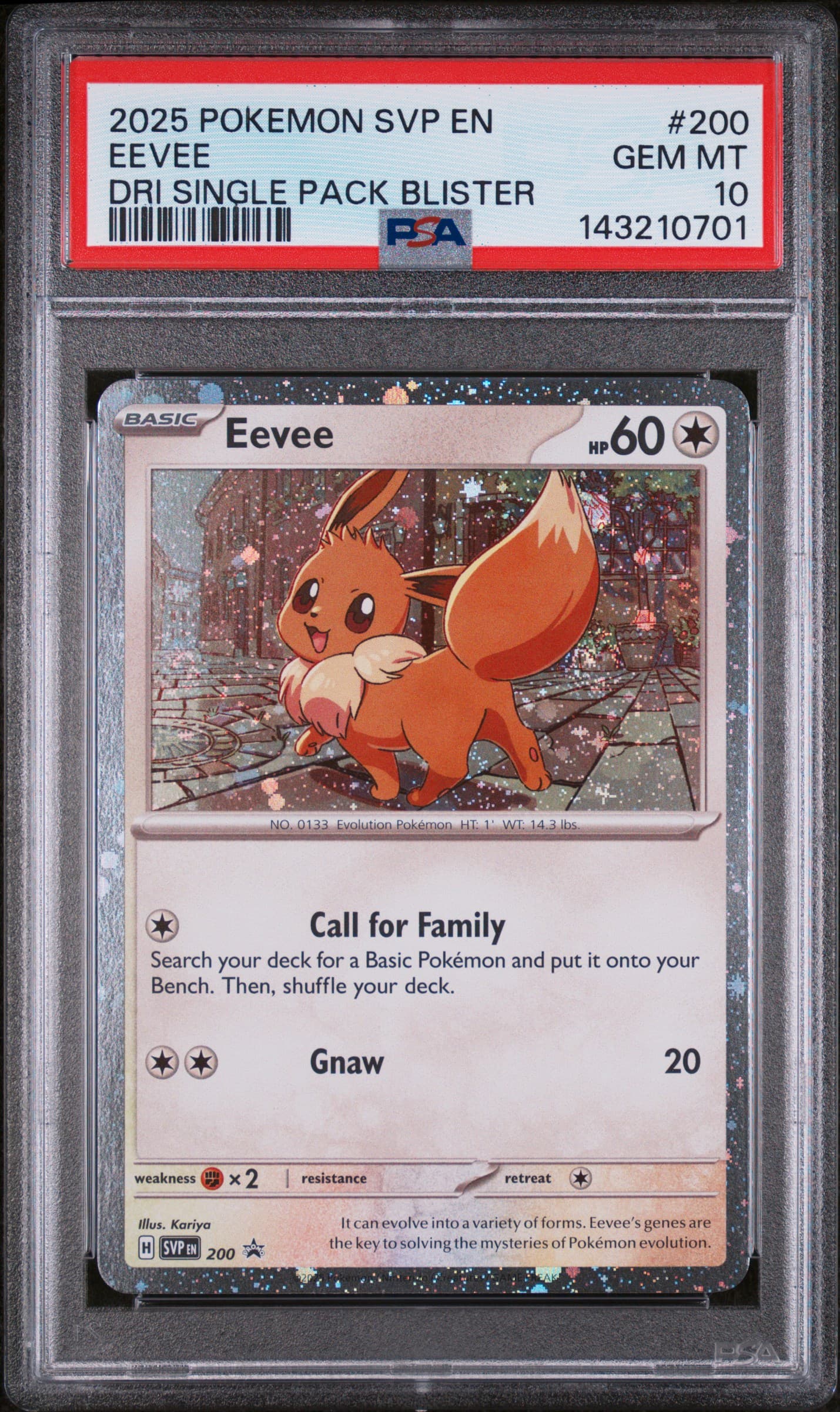 2025 POKEMON SVP EN-SV BLACK STAR PROMO EEVEE #200 DRI SINGLE PACK BLISTER GEM MT 10 143210701