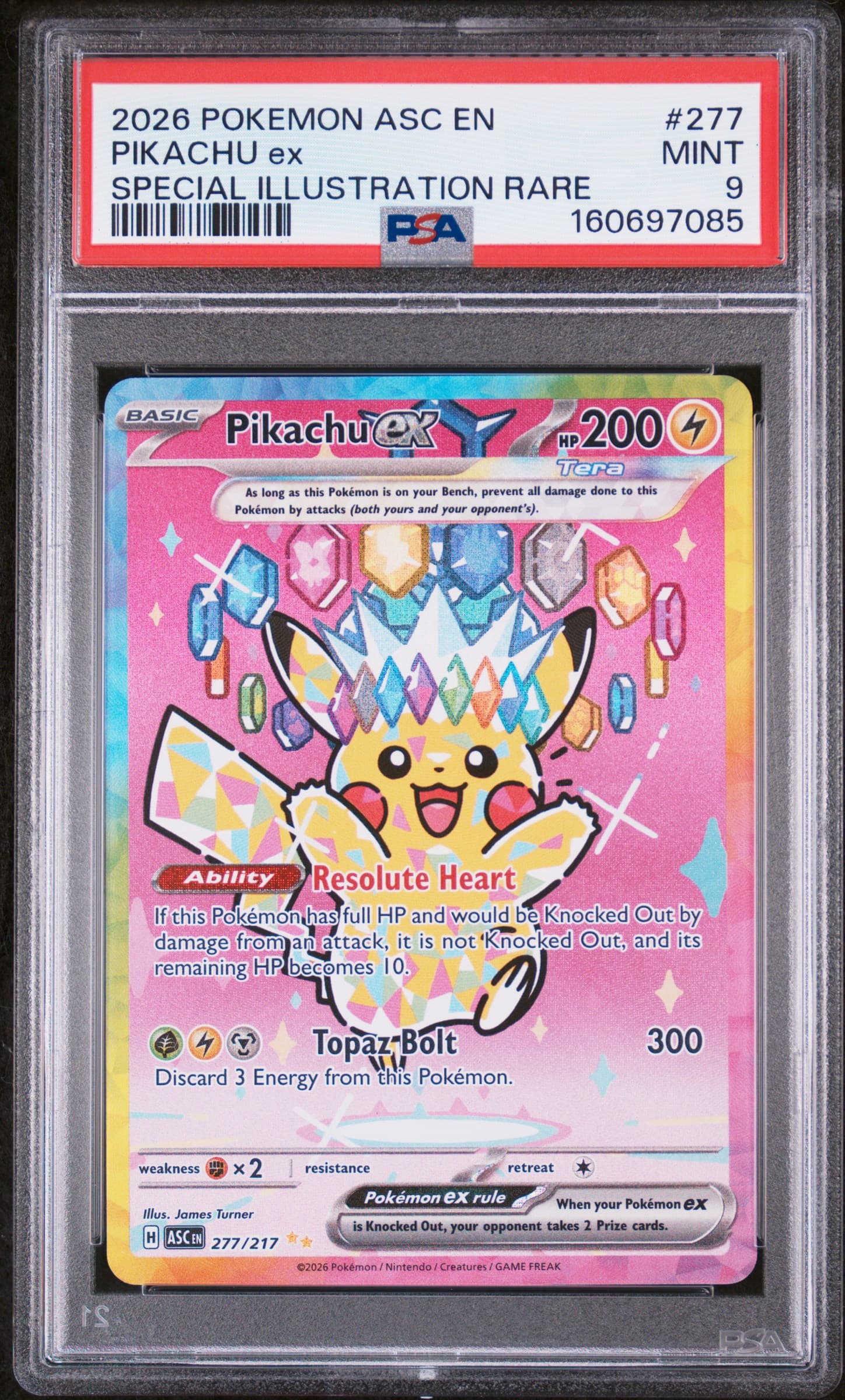 2026 POKEMON ASC EN-ASCENDED HEROES PIKACHU ex #277 SPECIAL ILLUSTRATION RARE MINT 9 160697085