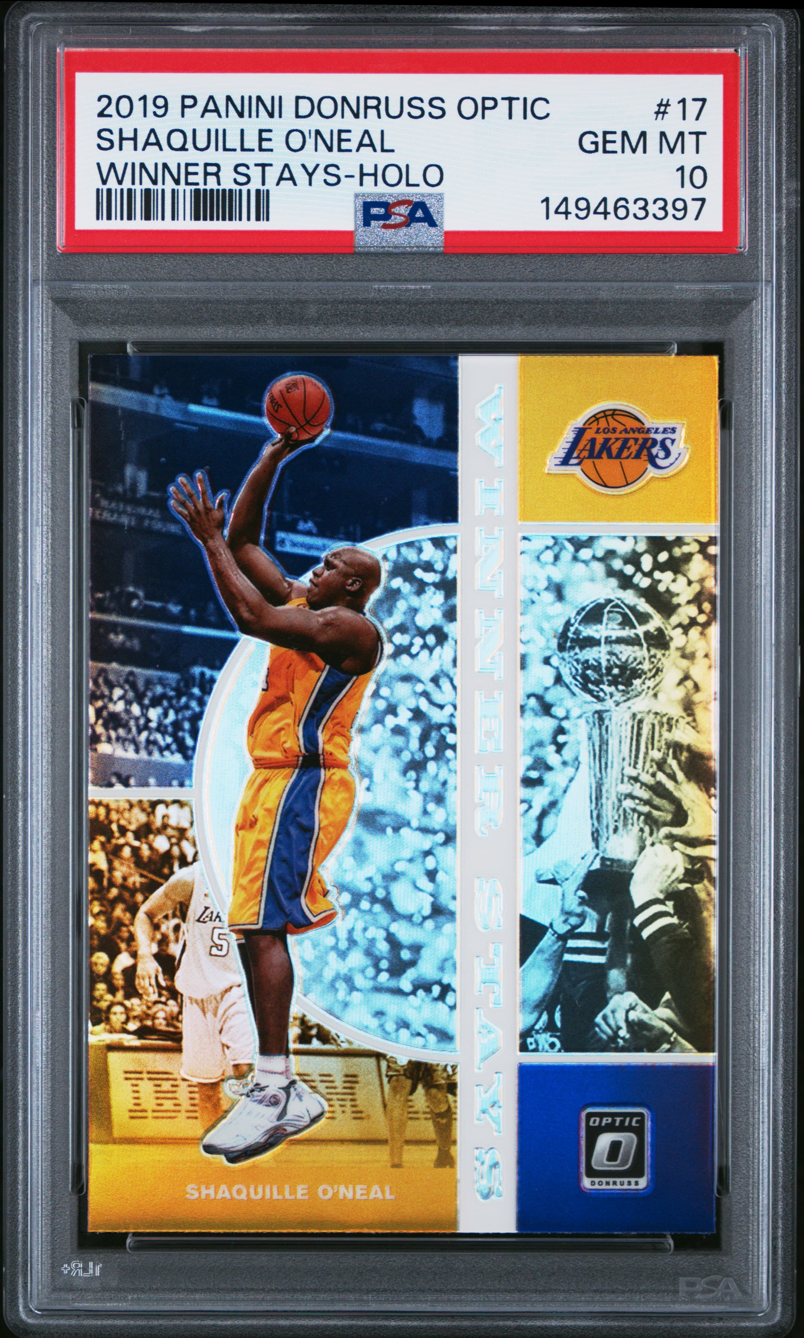 2019 PANINI DONRUSS OPTIC WINNER STAYS SHAQUILLE O'NEAL #17 WINNER STAYS-HOLO GEM MT 10 149463397