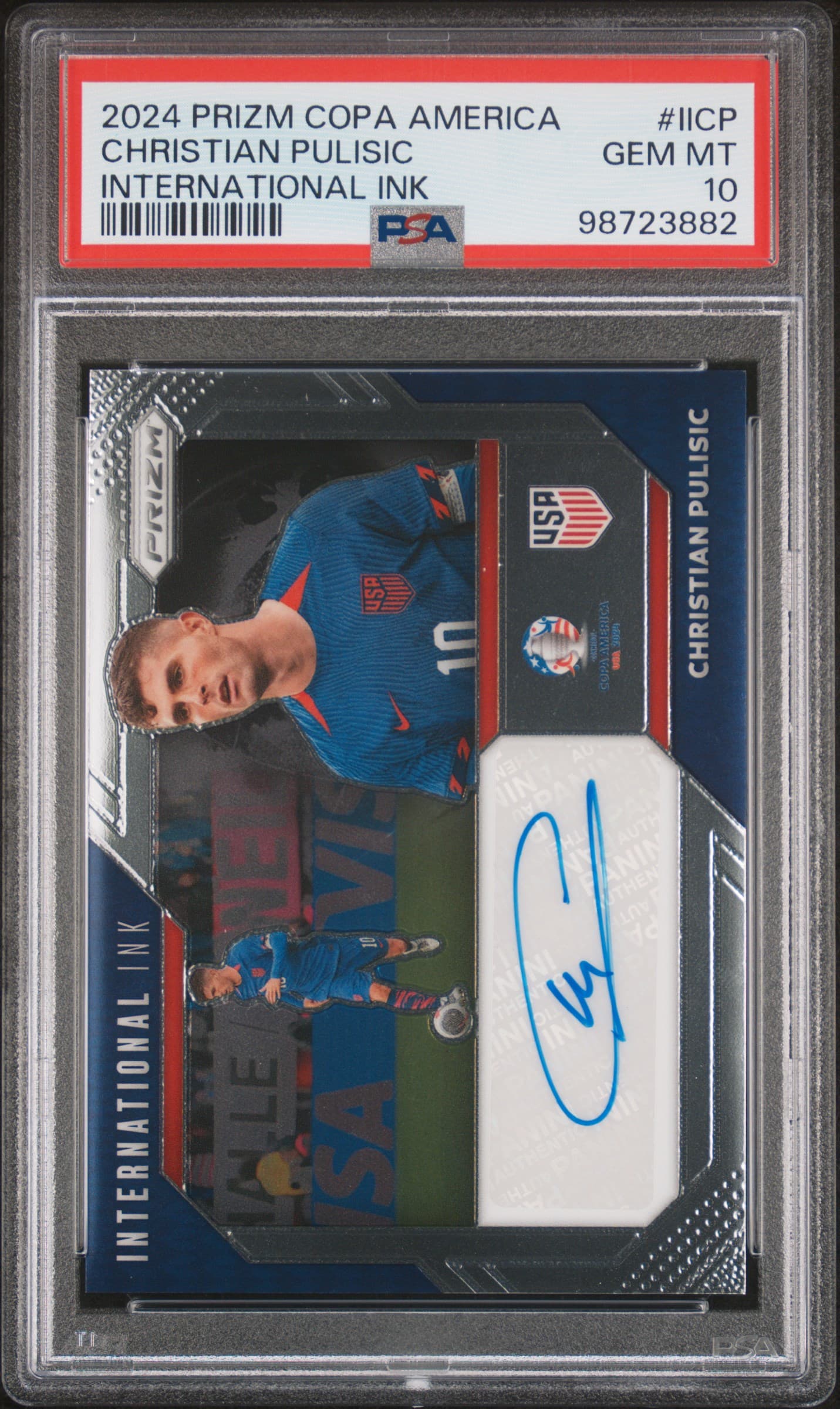 2024 PANINI PRIZM CONMEBOL COPA AMERICA INTERNATIONAL INK CHRISTIAN PULISIC #IICP GEM MT 10 98723882