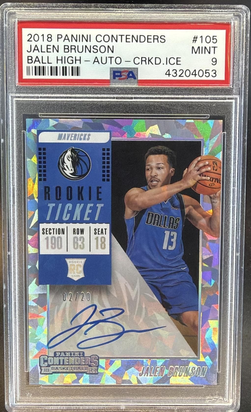 2018 PANINI CONTENDERS JALEN BRUNSON #105 VARIATION-AUTO-CRACKED ICE MINT 9 43204053