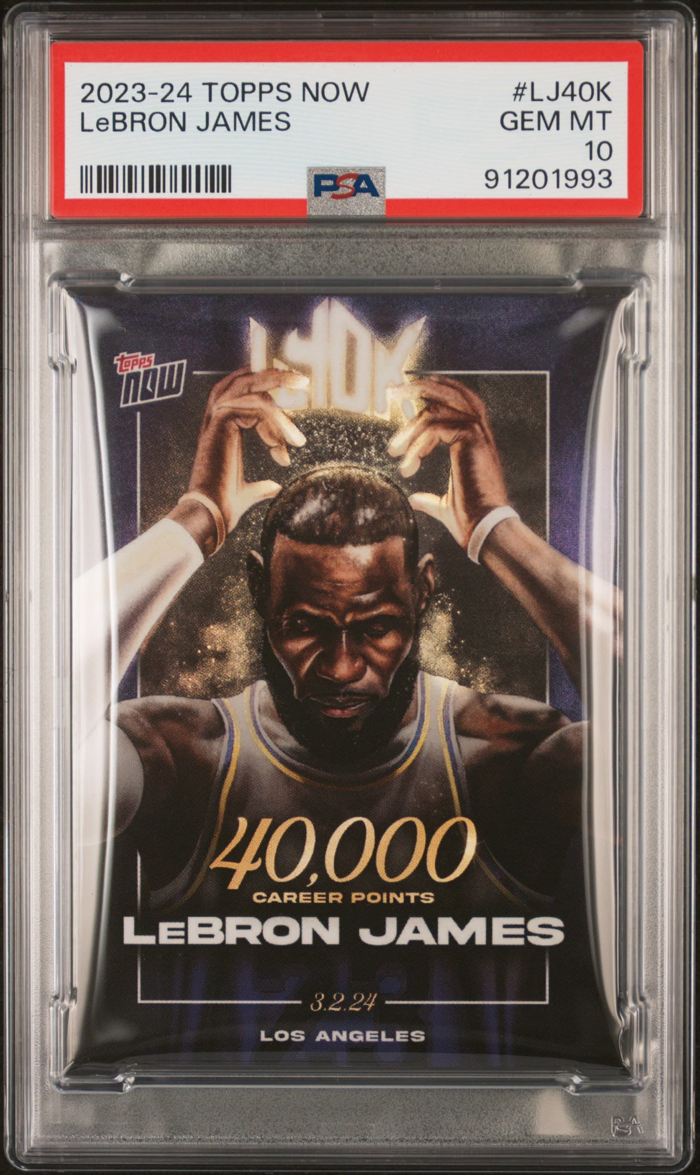 2023 TOPPS NOW LeBRON JAMES #LJ40K GEM MT 10 91201993