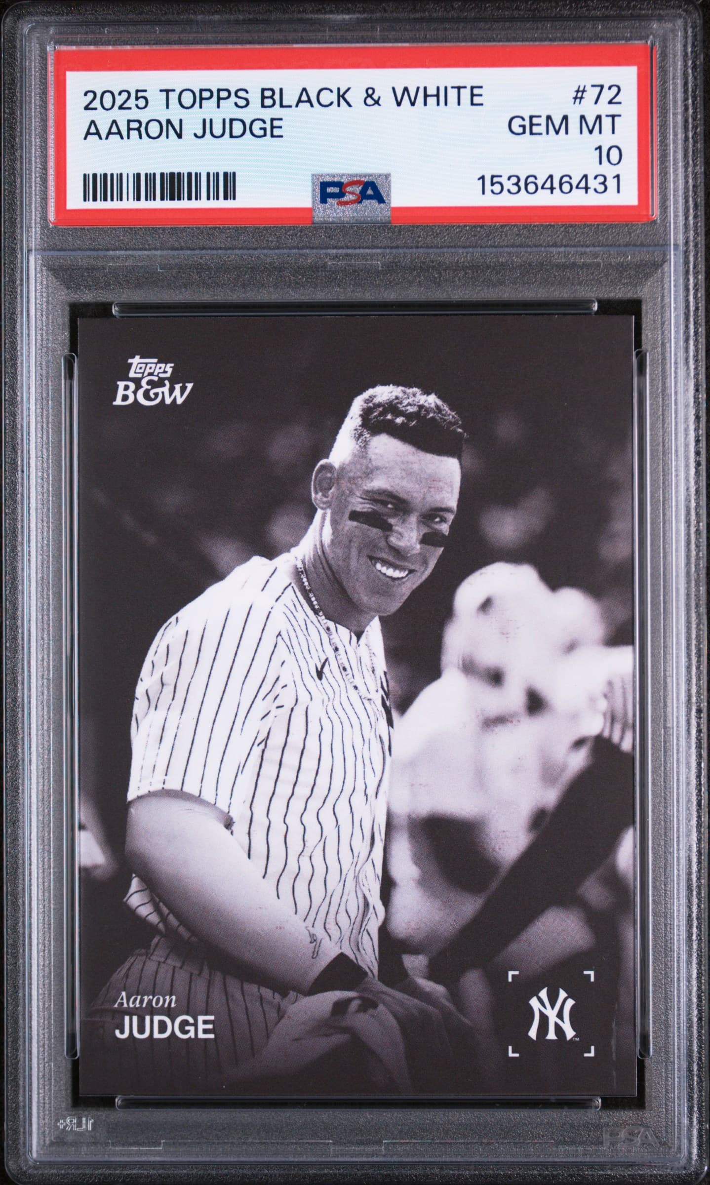 2025 TOPPS BLACK AND WHITE AARON JUDGE #72 GEM MT 10 153646431
