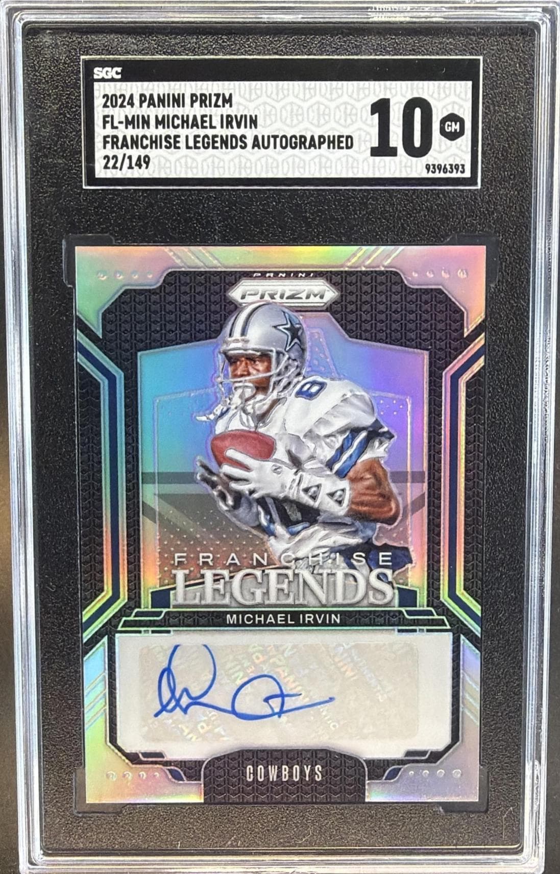 2024 PANINI PRIZM MICHAEL IRIVN FRANCHISE LEGENDS AUTO /149 FL-MIN SGC 10