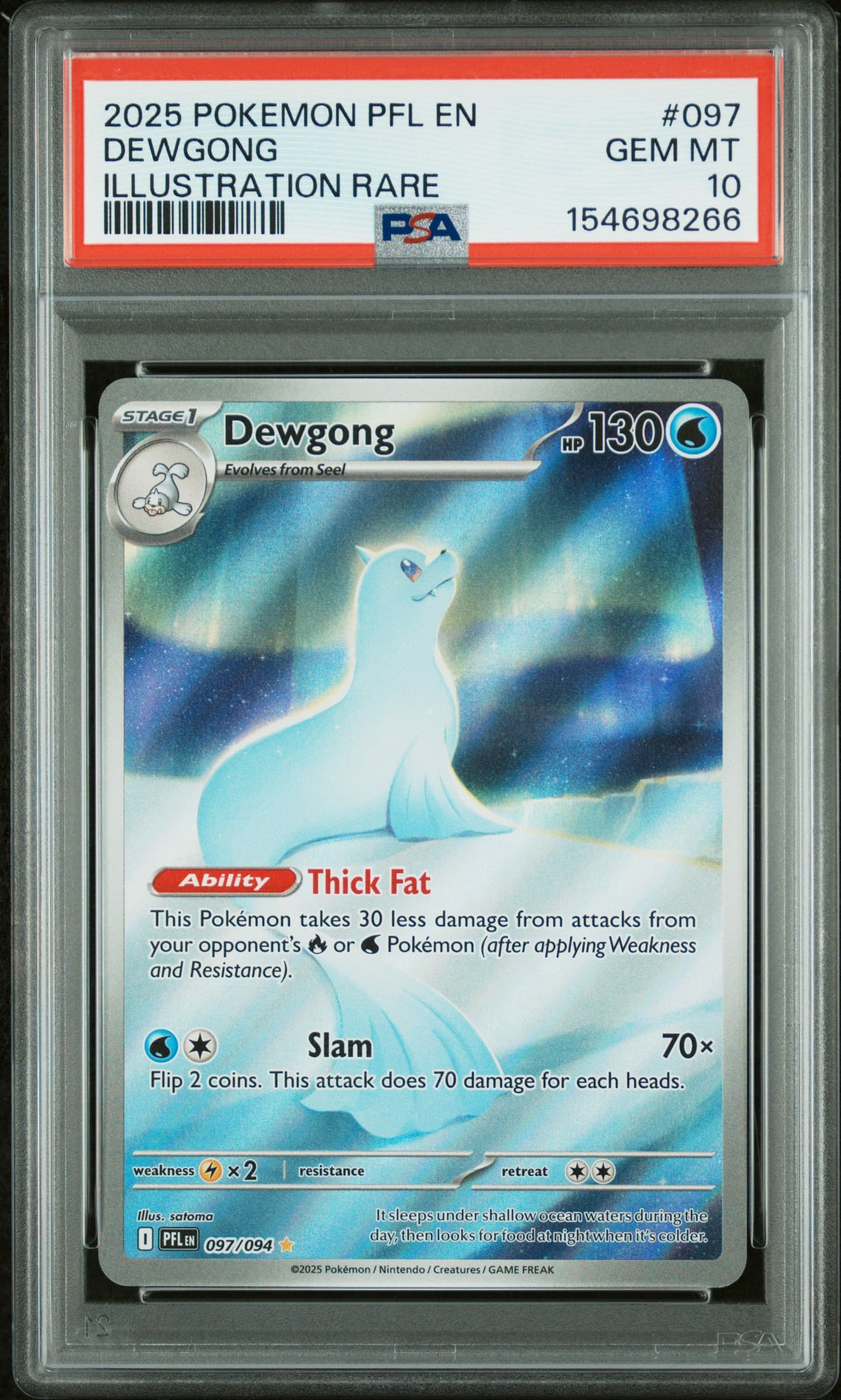 2025 POKEMON PFL EN-PHANTASMAL FLAMES DEWGONG #097 ILLUSTRATION RARE GEM MT 10 154698266
