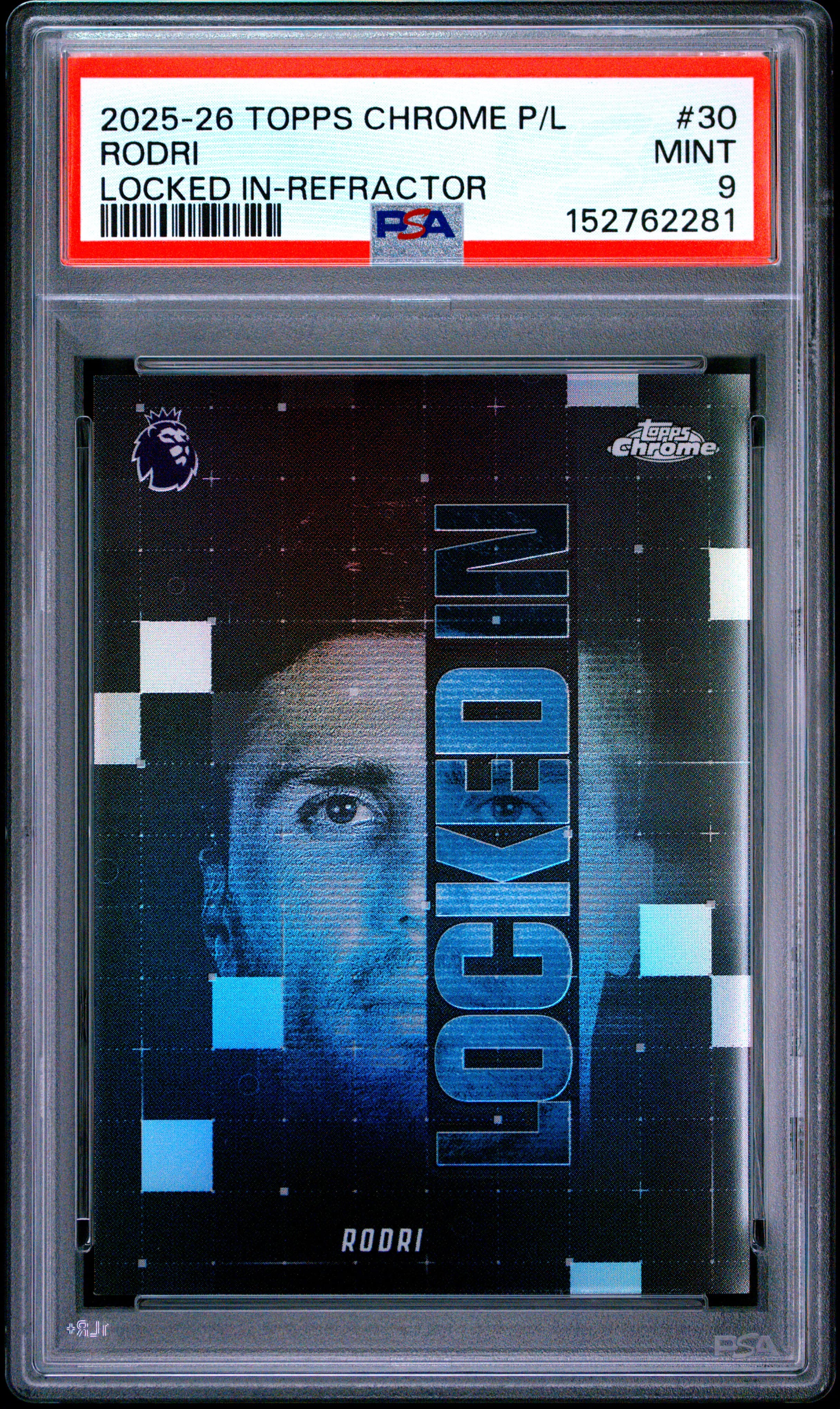2025-2026 TOPPS CHROME PREMIER LEAGUE LOCKED IN RODRI #30 MINT 9 152762281
