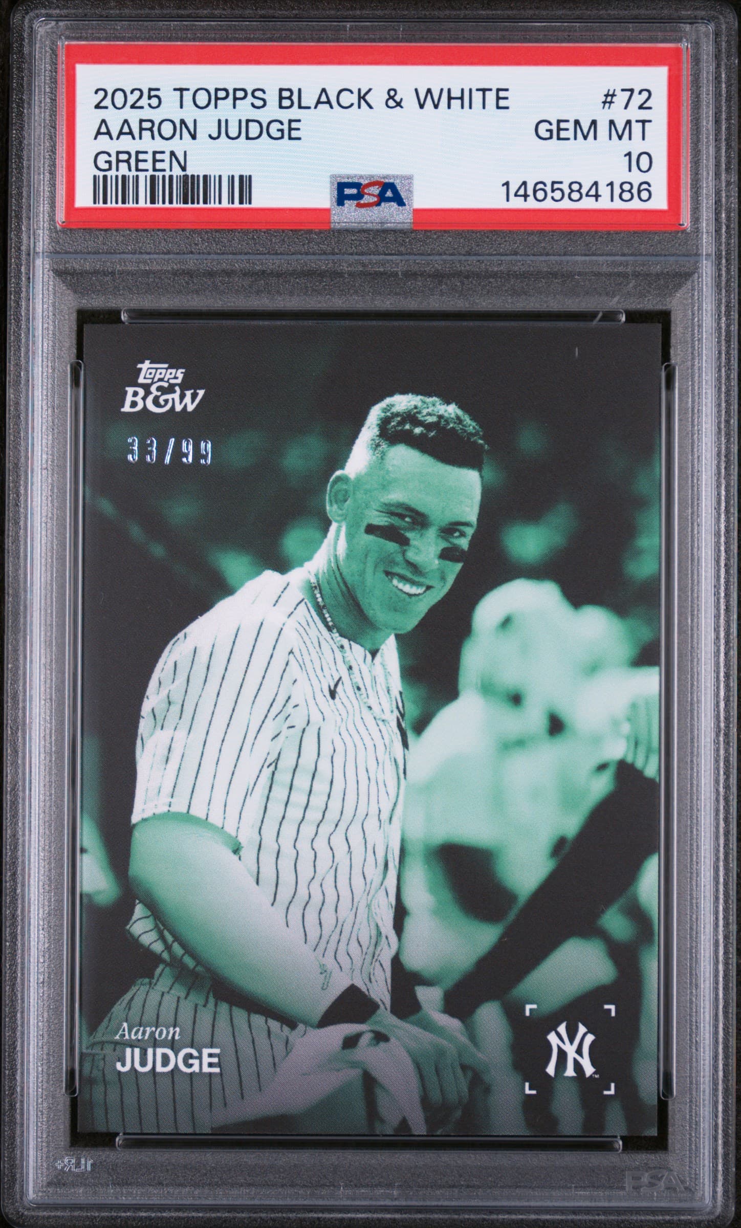 2025 TOPPS BLACK AND WHITE AARON JUDGE #72 GREEN GEM MT 10 146584186