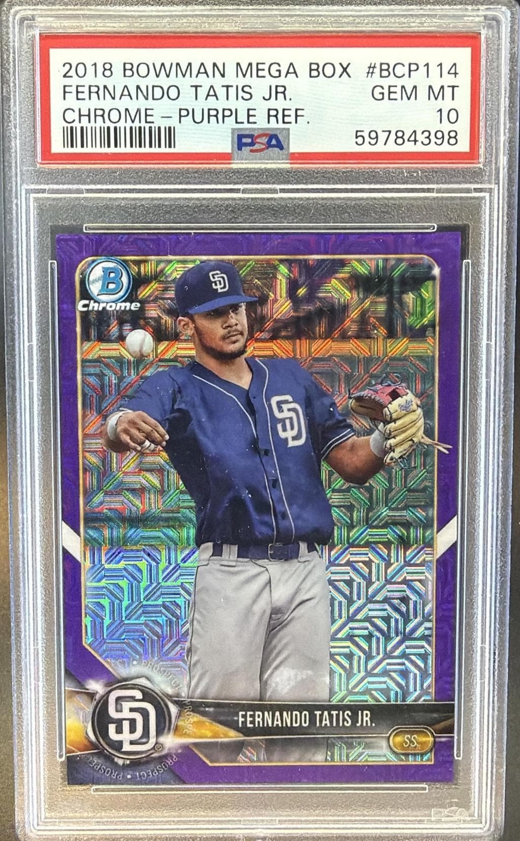 2018 BOWMAN MEGA BOX CHROME FERNANDO TATIS JR. #BCP114 CHROME-PURPLE REF. GEM MT 10 59784398