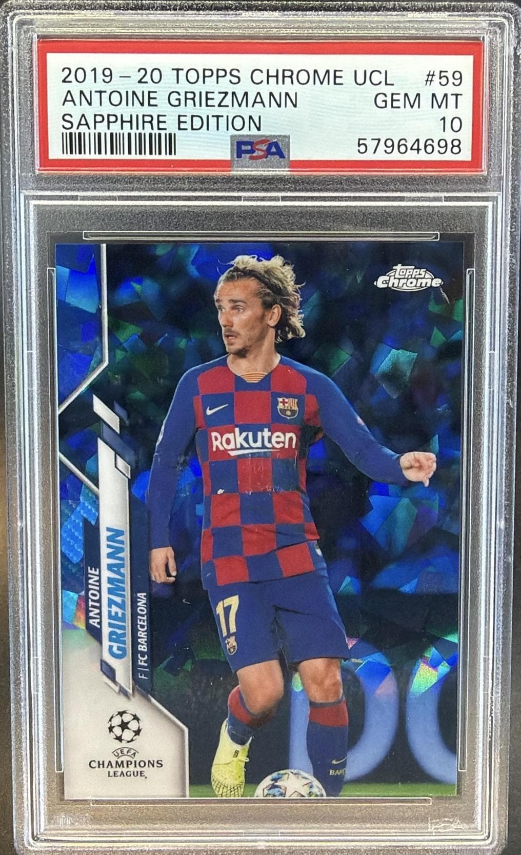 2019 TOPPS CHROME UEFA CHAMPIONS LEAGUE SAPPHIRE EDITION ANTOINE GRIEZMANN #59 SAPPHIRE EDITION GEM MT 10 57964698