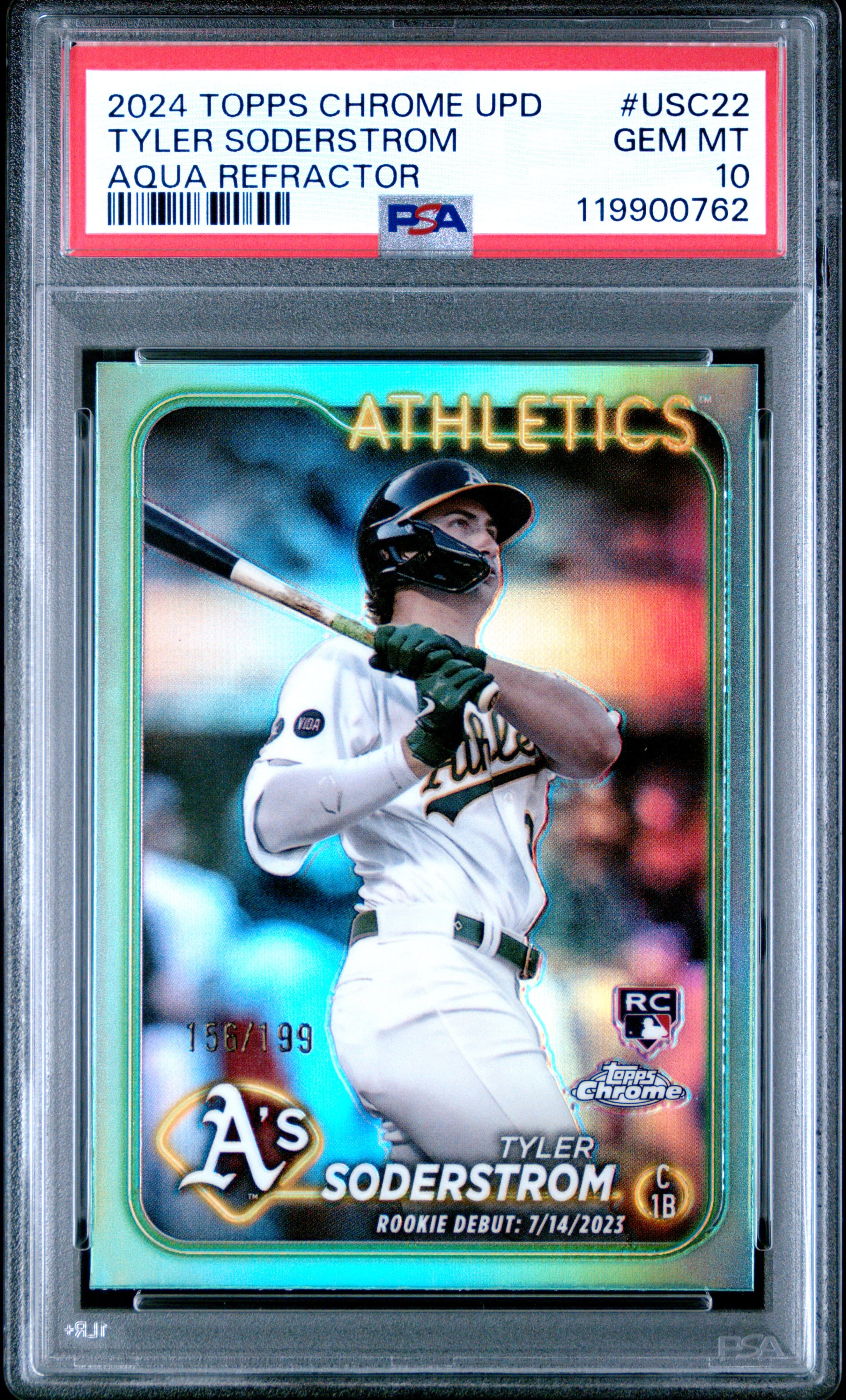 2024 TOPPS CHROME UPDATE TYLER SODERSTROM #USC22 AQUA REFRACTOR GEM MT 10 119900762
