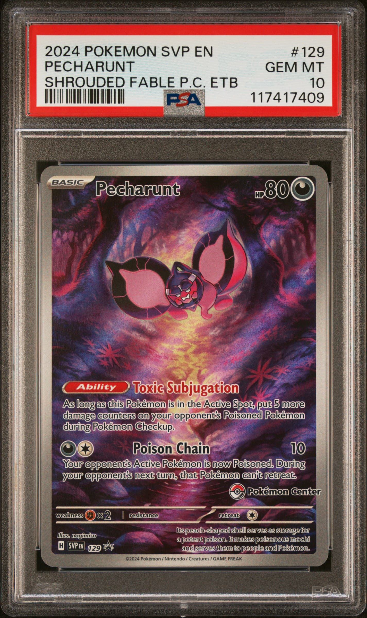 2024 POKEMON SVP EN-SV BLACK STAR PROMO PECHARUNT #129 SHROUDED FABLE PC ETB GEM MT 10 117417409