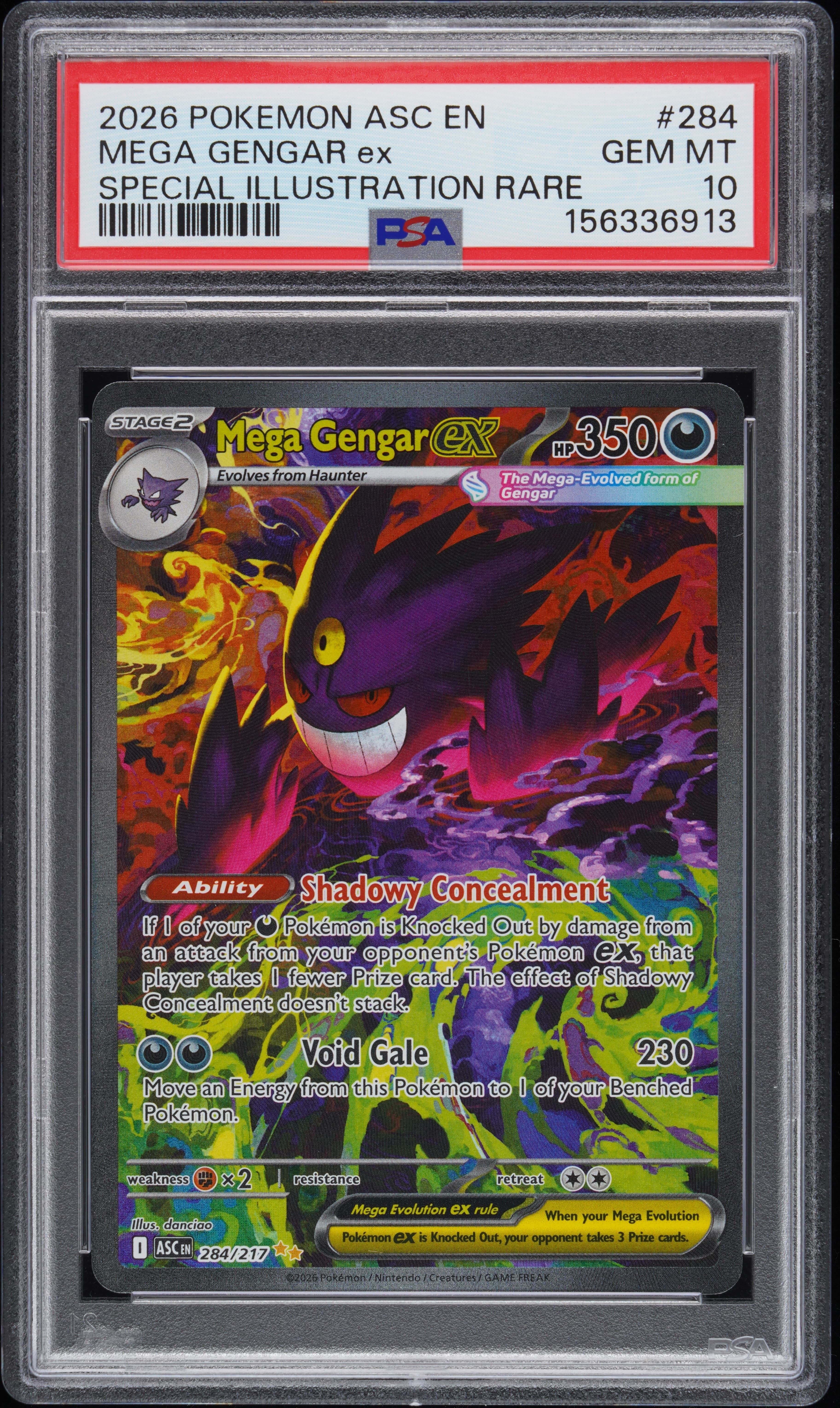 2026 POKEMON ASC EN-ASCENDED HEROES MEGA GENGAR ex #284 SPECIAL ILLUSTRATION RARE GEM MT 10 156336913