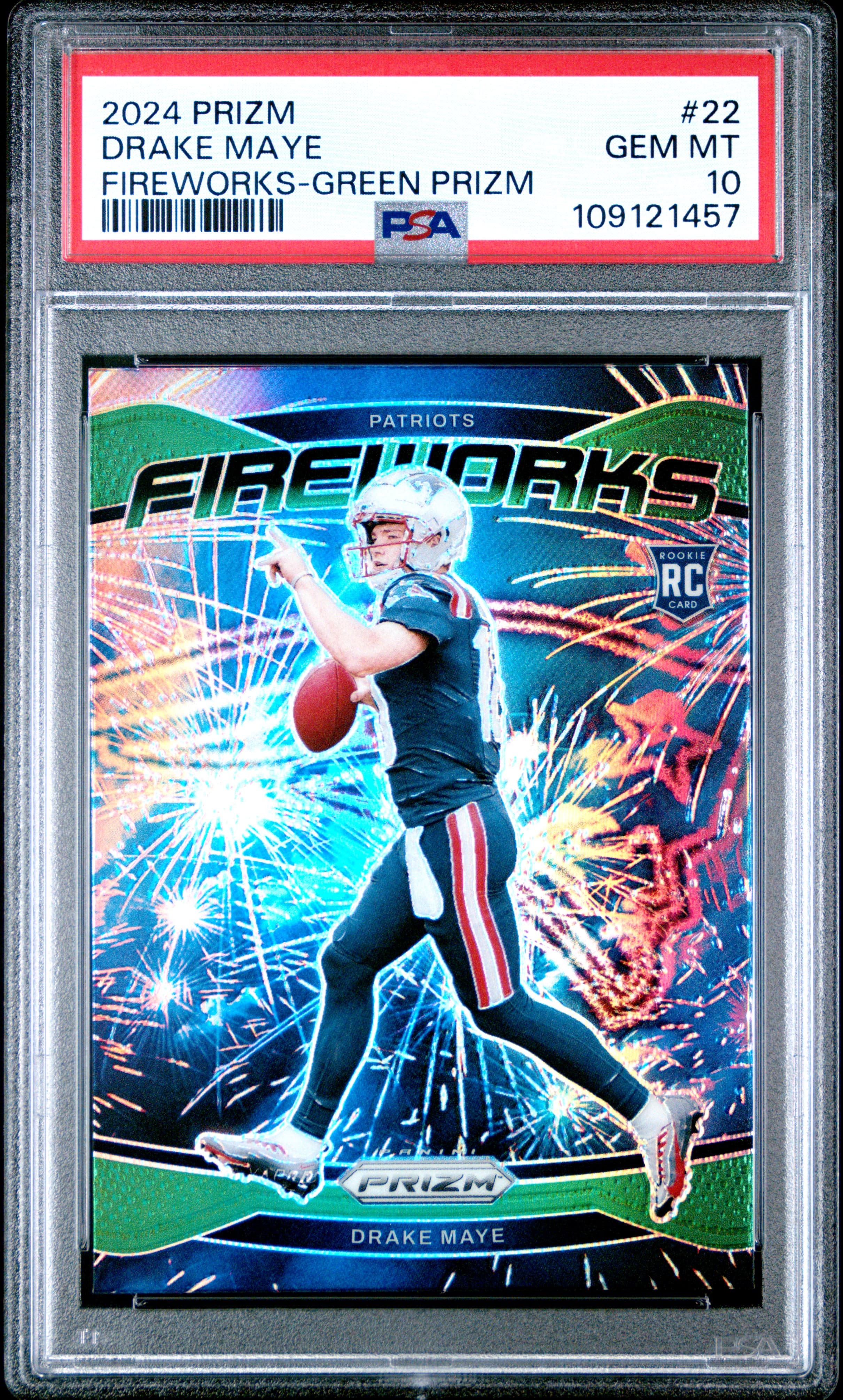 2024 PANINI PRIZM FIREWORKS DRAKE MAYE #22 FIREWORKS-GREEN PRIZM GEM MT 10 109121457