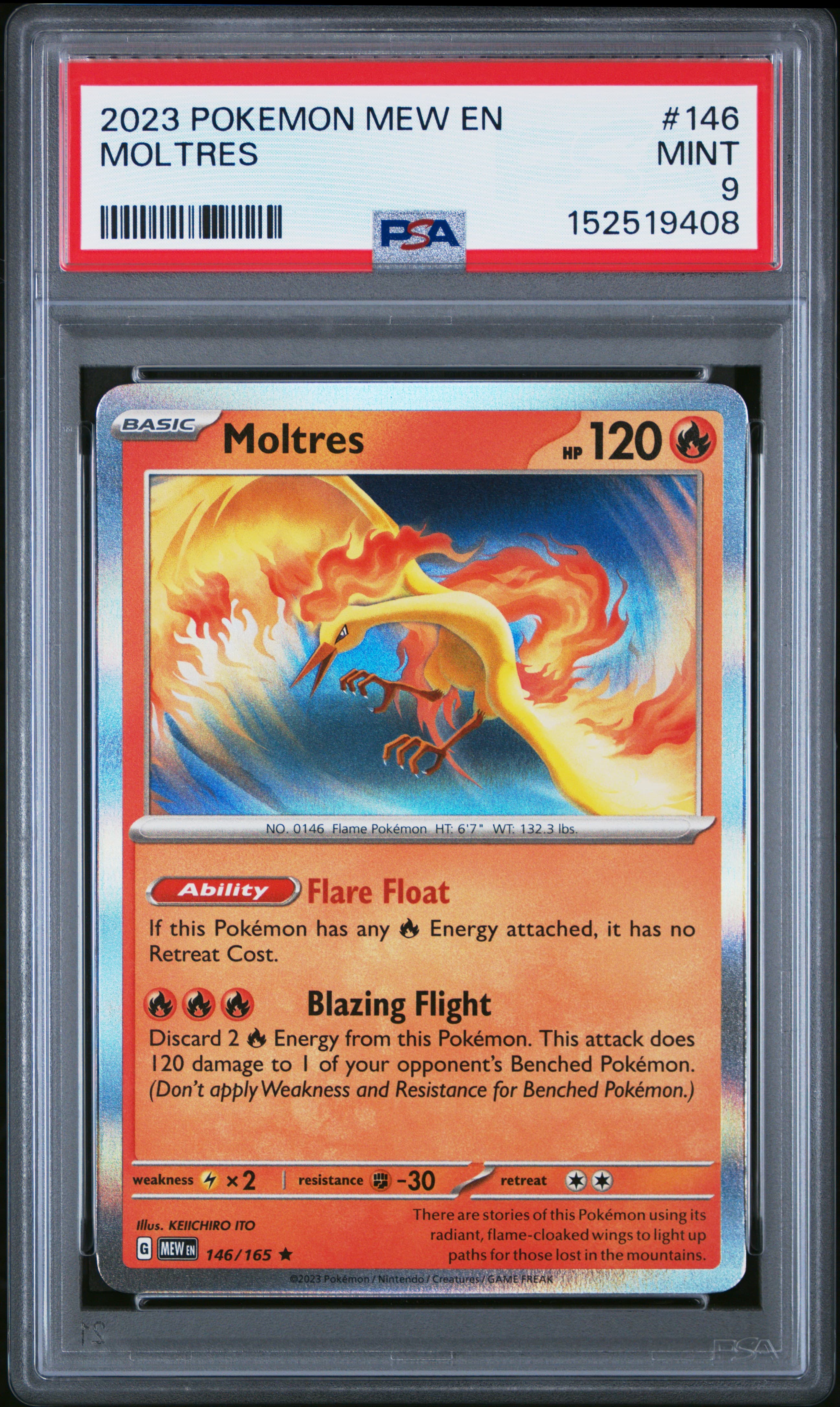 2023 POKEMON MEW EN-151 MOLTRES #146 MINT 9 152519408