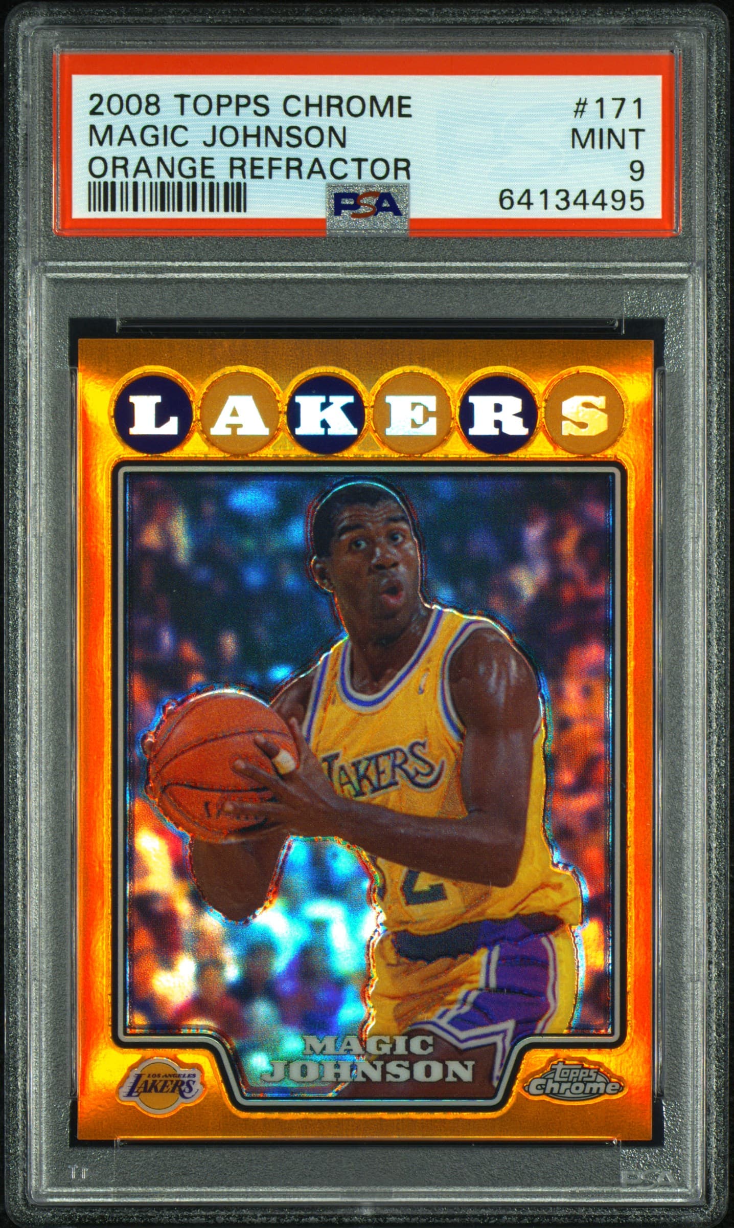 2008 TOPPS CHROME MAGIC JOHNSON #171 ORANGE REFRACTOR MINT 9 64134495