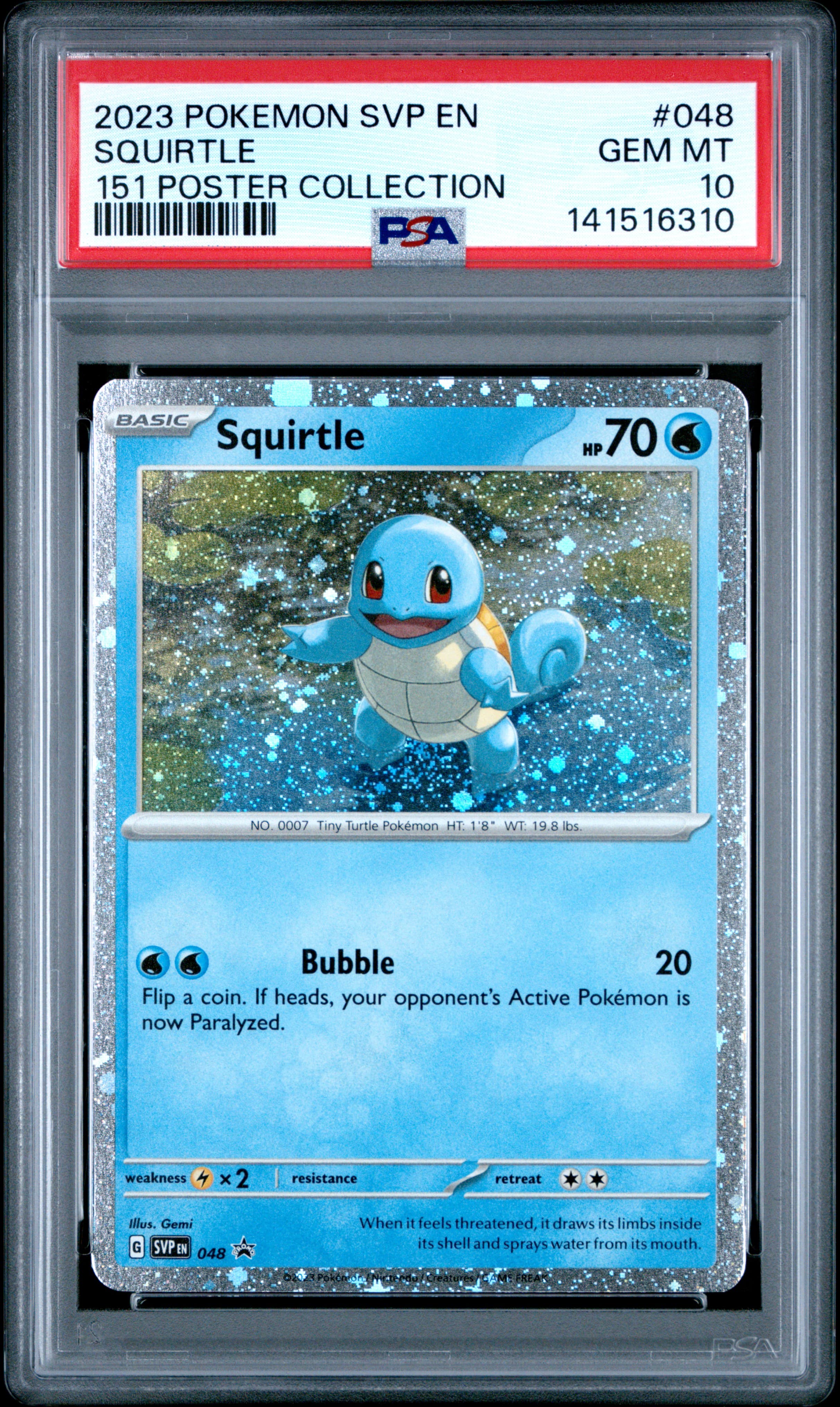 2023 POKEMON SVP EN-SV BLACK STAR PROMO SQUIRTLE #048 151 POSTER COLLECTION GEM MT 10 141516310