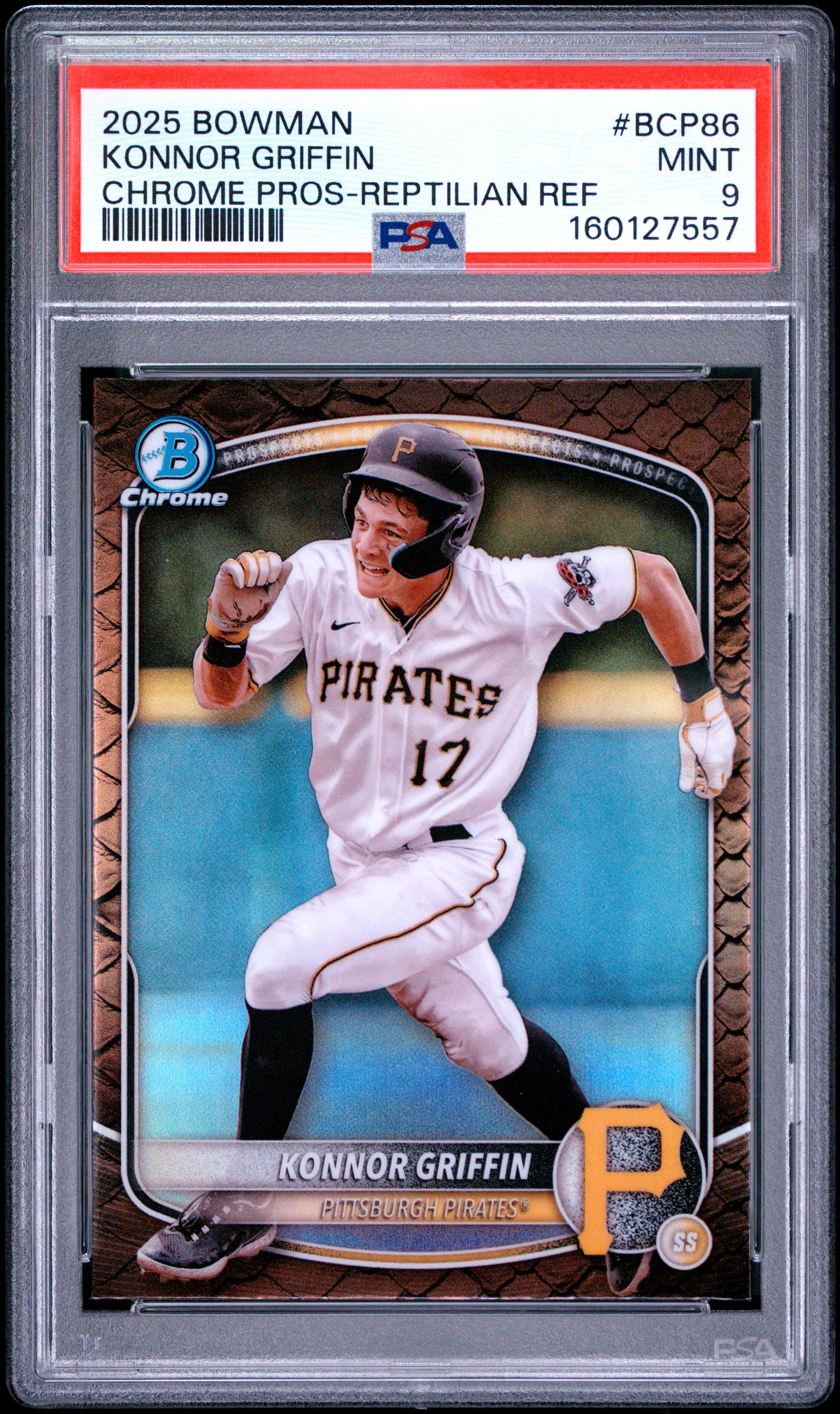 2025 BOWMAN CHROME PROSPECTS KONNOR GRIFFIN #BCP86 CHROME PROS-REPTILIAN REF MINT 9 160127557