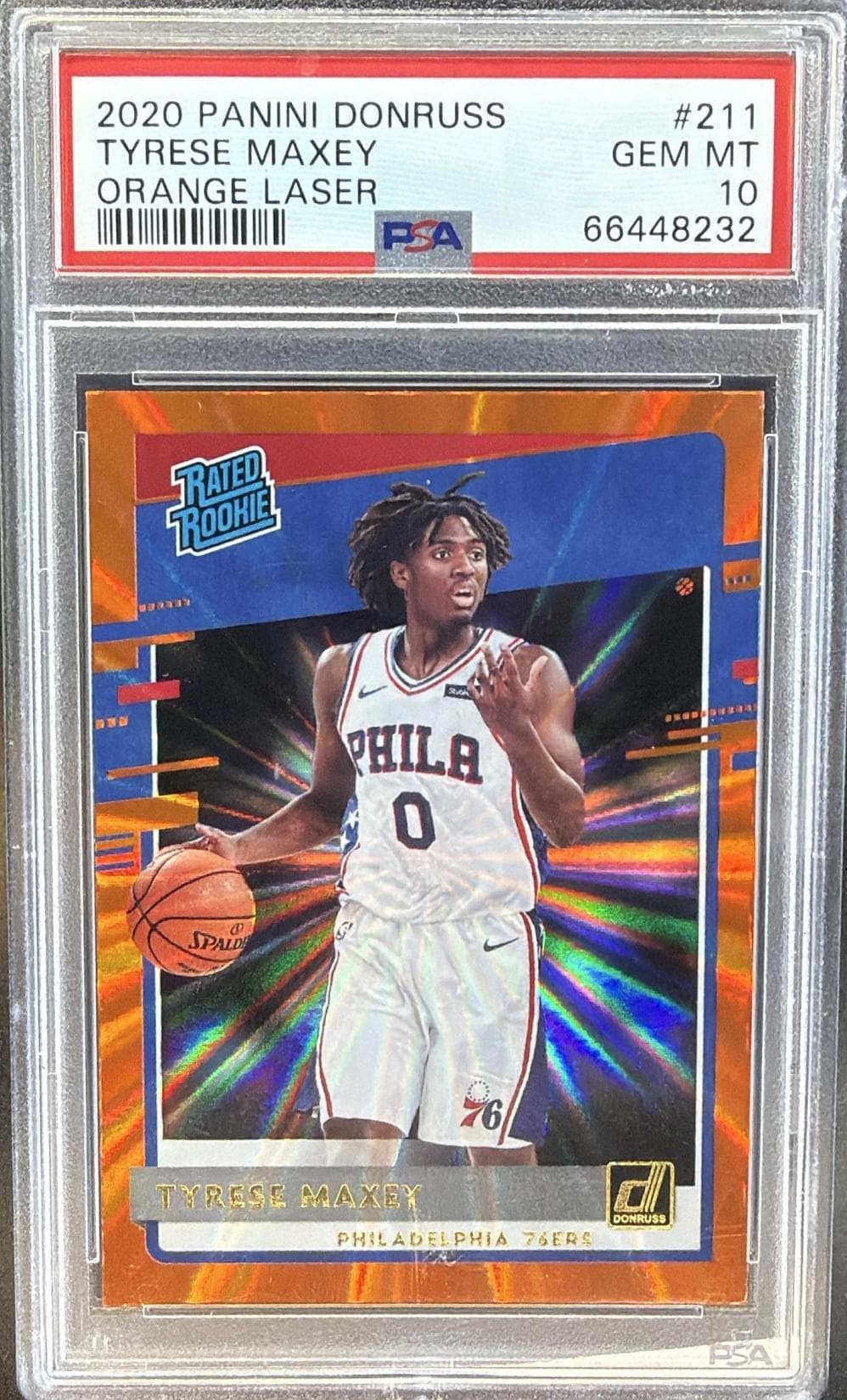 2020 PANINI DONRUSS TYRESE MAXEY #211 ORANGE LASER GEM MT 10 66448232