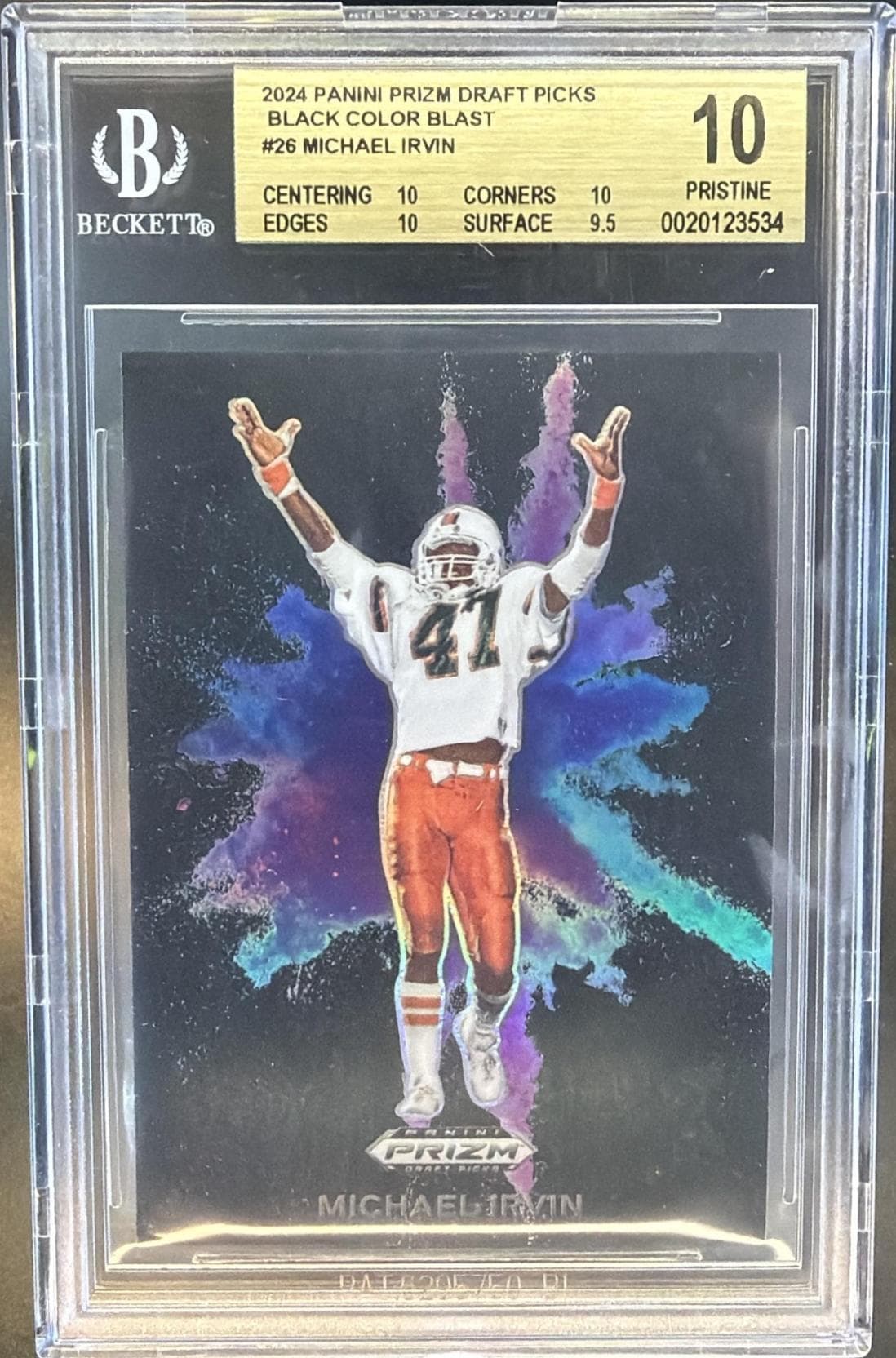 2024 PANINI PRIZM DRAFT PICKS MICHAEL IRVIN BLACK COLOR BLAST #CB-26 BGS 10