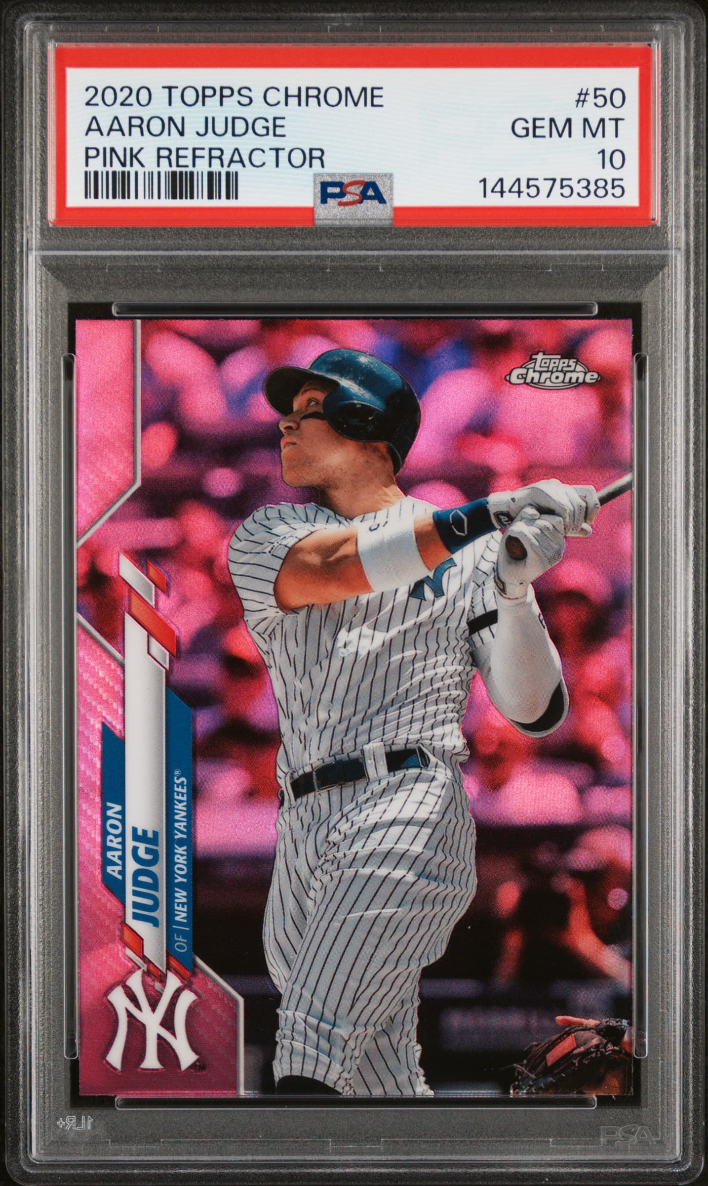 2020 TOPPS CHROME AARON JUDGE #50 PINK REFRACTOR GEM MT 10 144575385