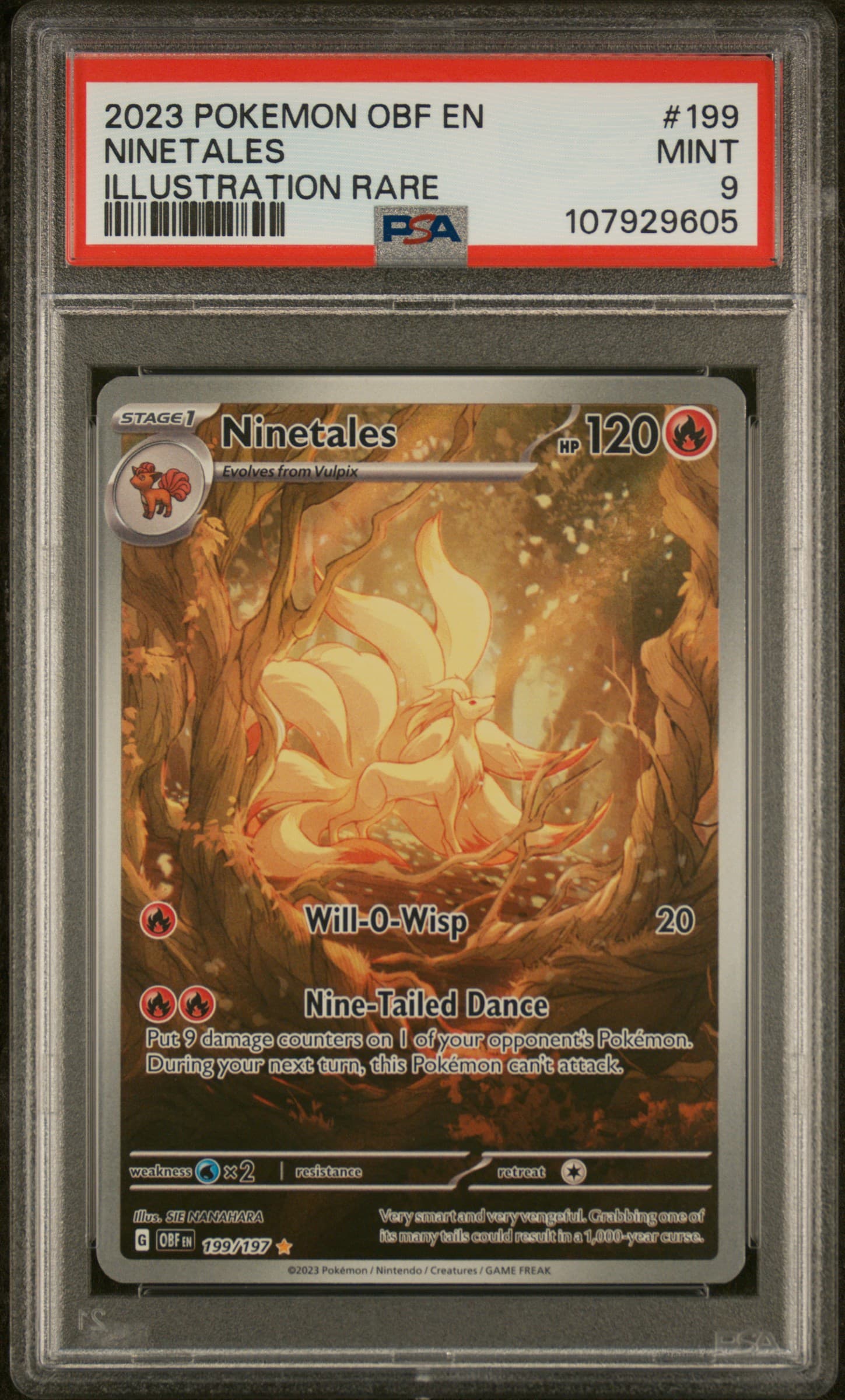 2023 POKEMON OBF EN-OBSIDIAN FLAMES NINETALES #199 ILLUSTRATION RARE MINT 9 107929605