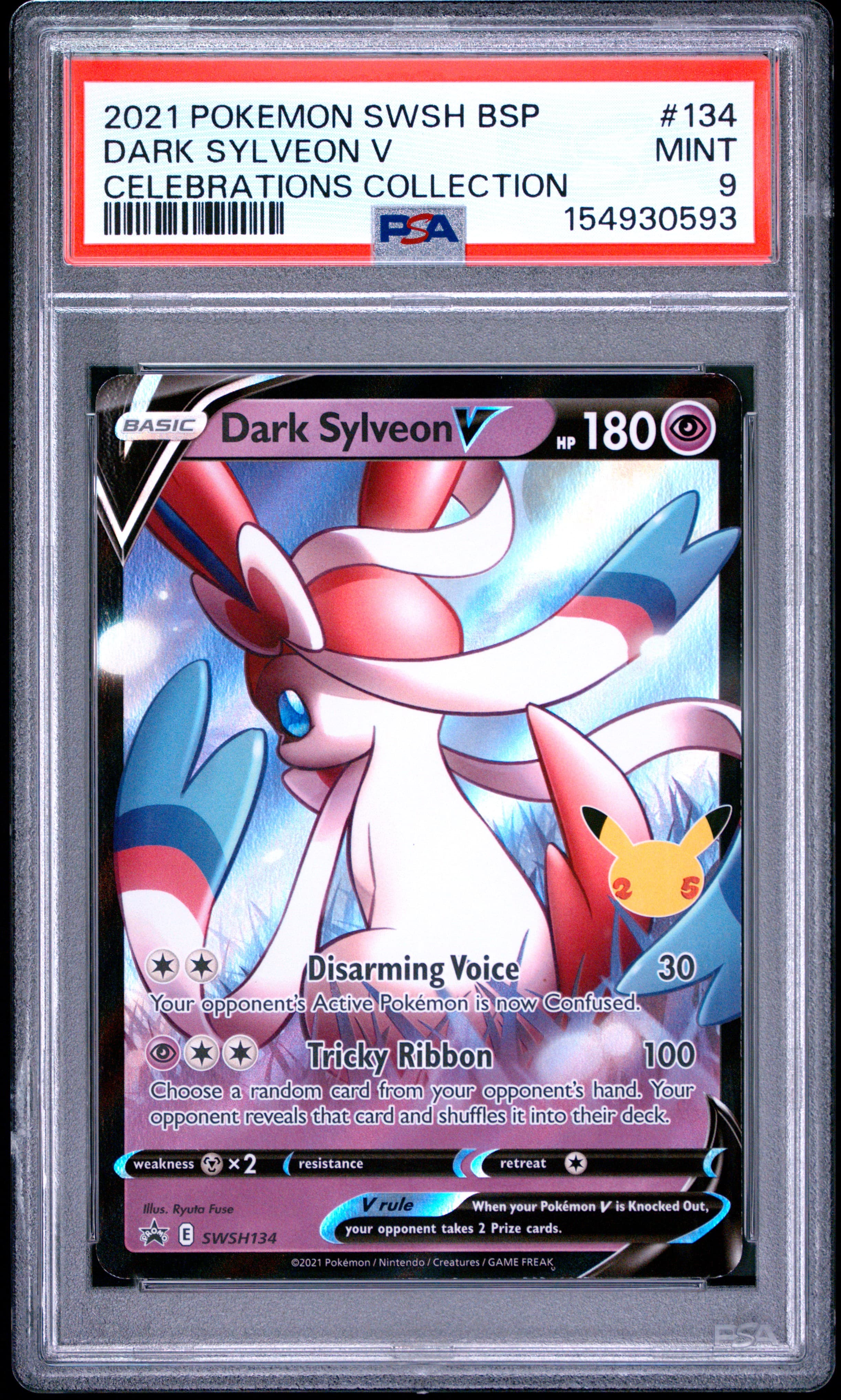 2021 POKEMON SWSH BLACK STAR PROMO DARK SYLVEON V #134 CELEBRATIONS COLLECTION MINT 9 154930593