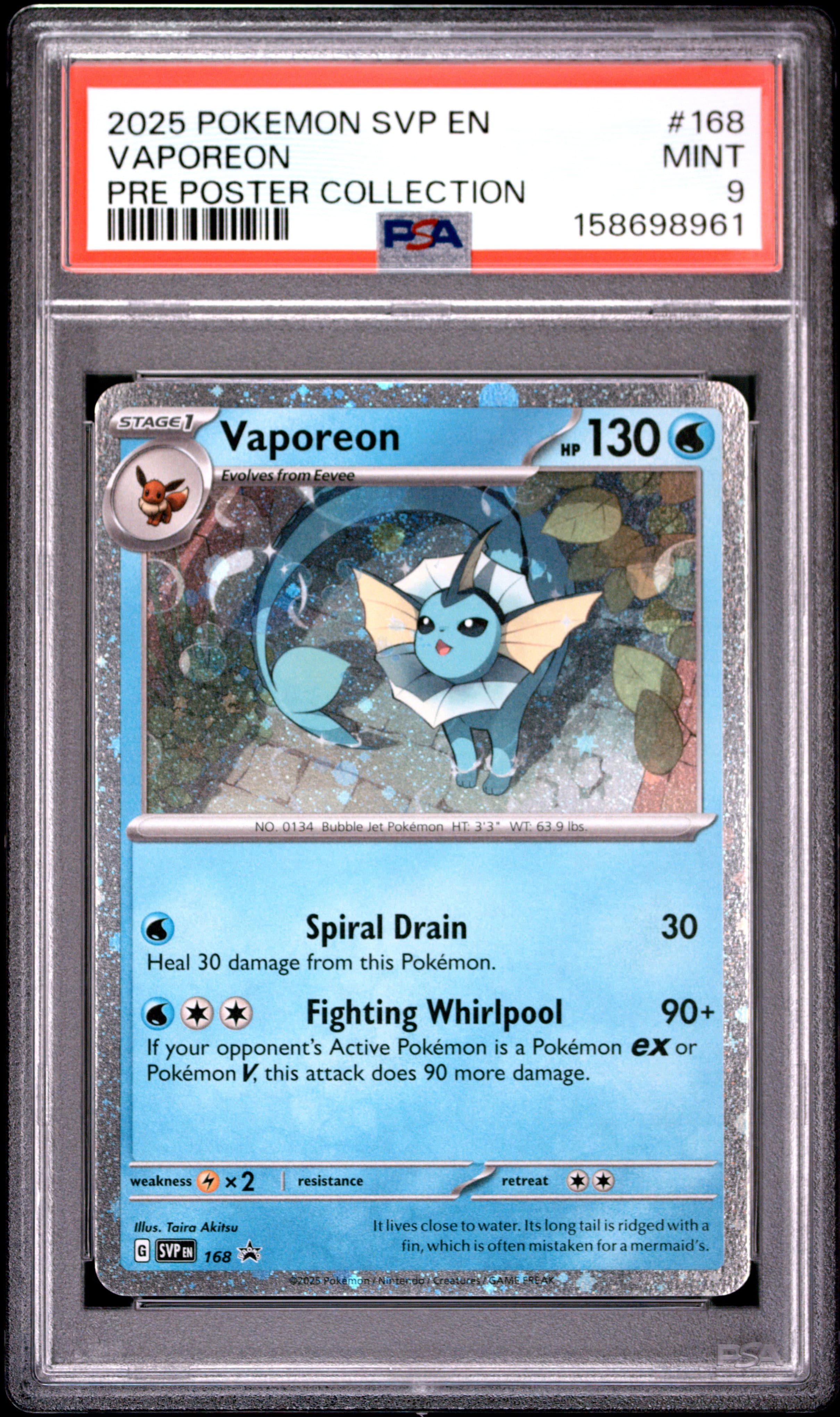 2025 POKEMON SVP EN-SV BLACK STAR PROMO VAPOREON #168 PRE POSTER COLLECTION MINT 9 158698961