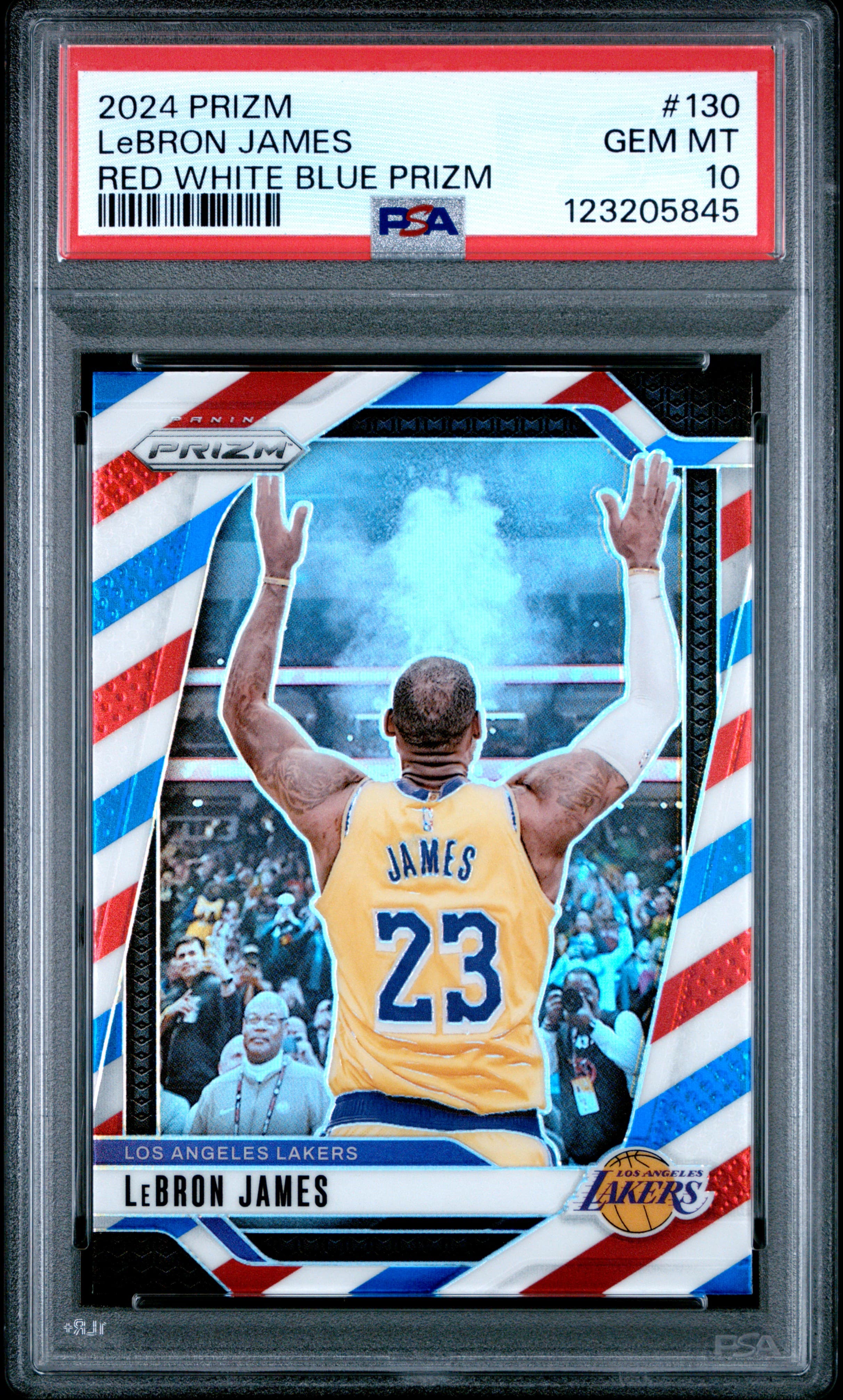 2024 PANINI PRIZM LeBRON JAMES #130 RED WHITE BLUE PRIZM GEM MT 10 123205845