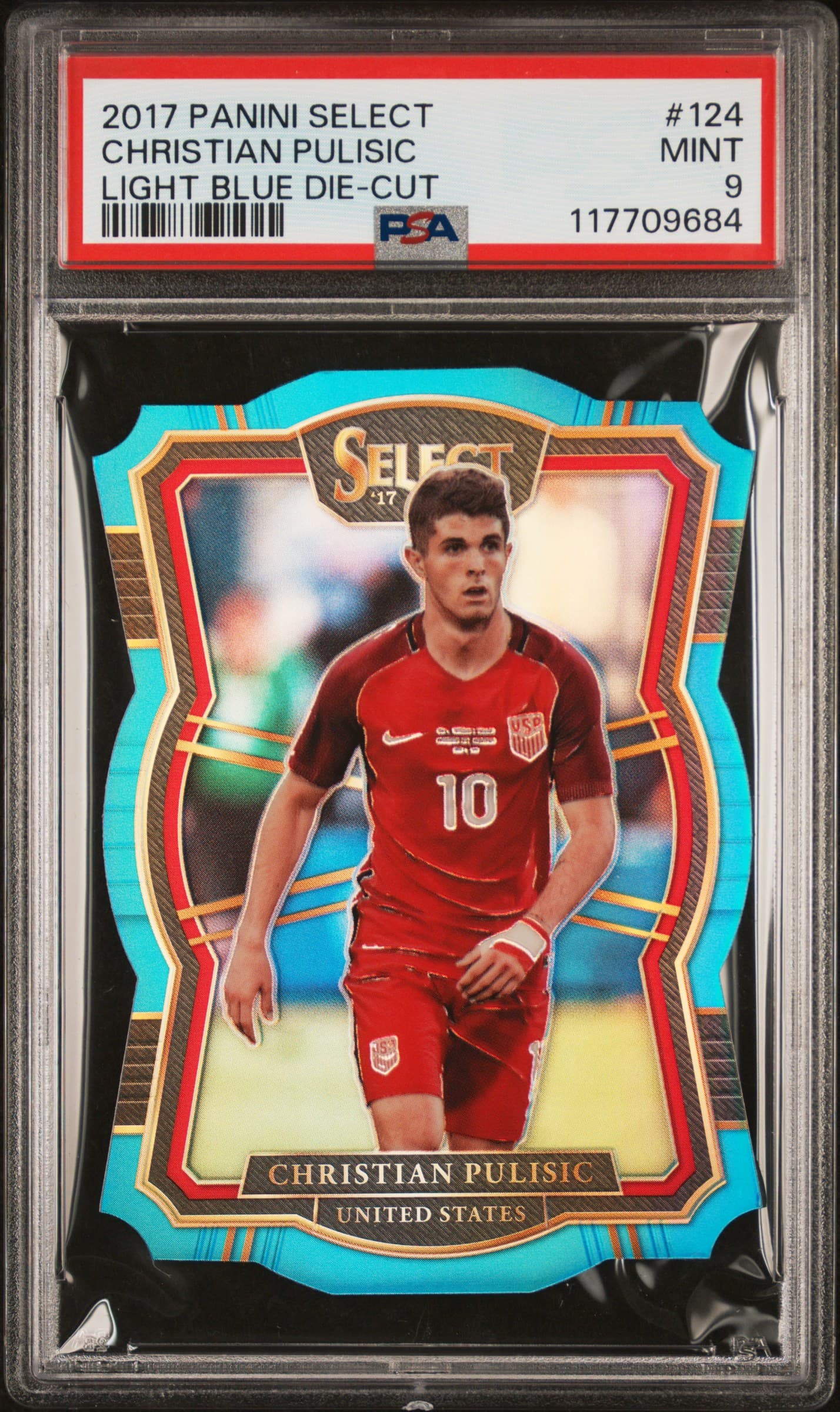 2017 PANINI SELECT CHRISTIAN PULISIC #124 LIGHT BLUE DIE-CUT MINT 9 117709684