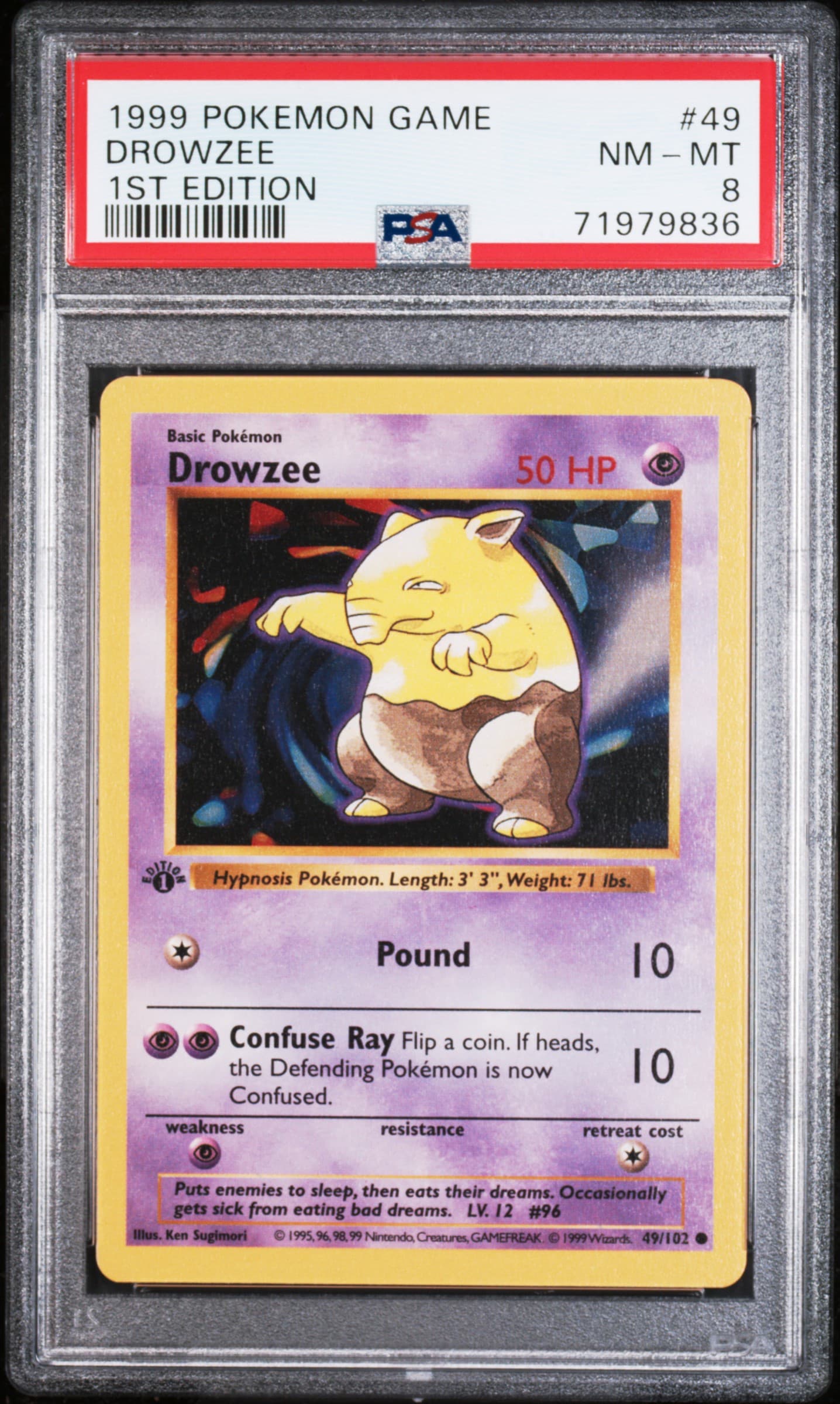 1999 POKEMON GAME DROWZEE #49 1ST EDITION NM-MT 8 71979836