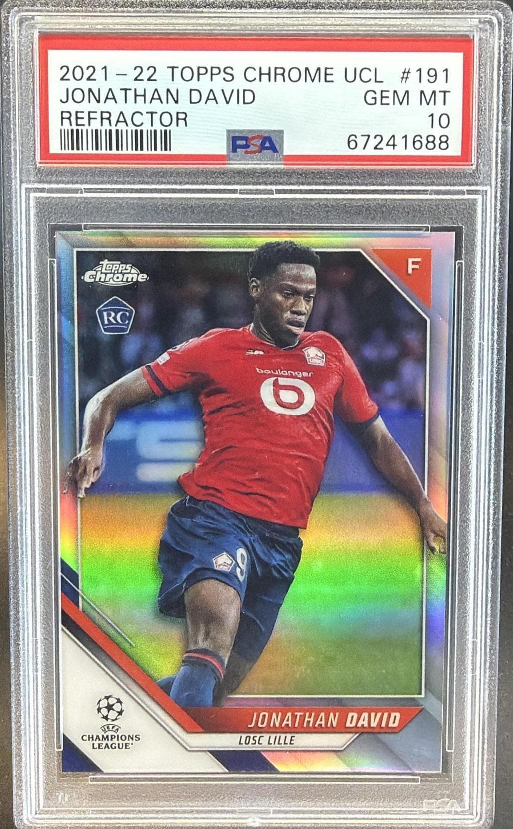 2021 TOPPS CHROME UEFA CHAMPIONS LEAGUE JONATHAN DAVID #191 REFRACTOR GEM MT 10 67241688