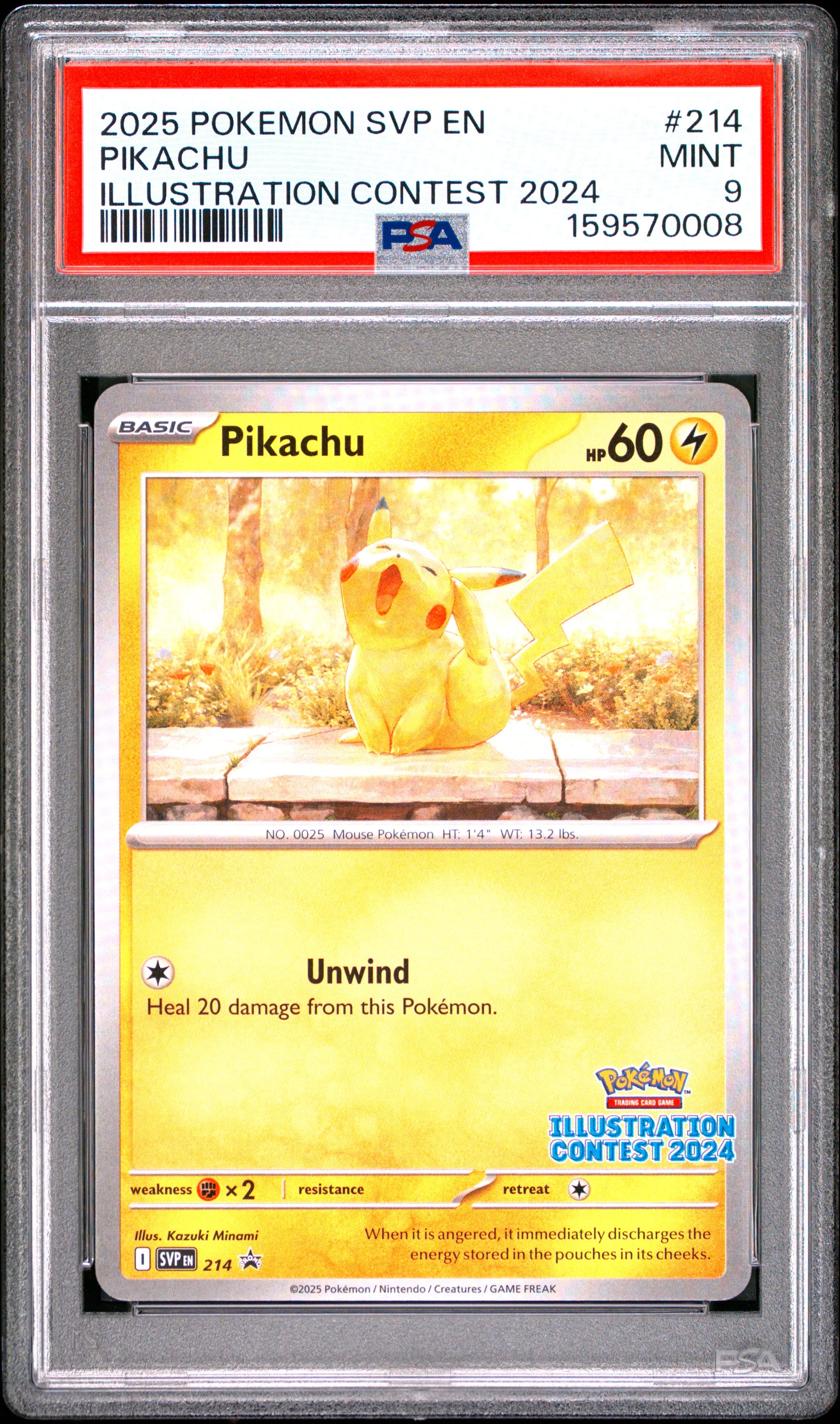 2025 POKEMON SVP EN-SV BLACK STAR PROMO PIKACHU #214 ILLUSTRATION CONTEST 2024 MINT 9 159570008