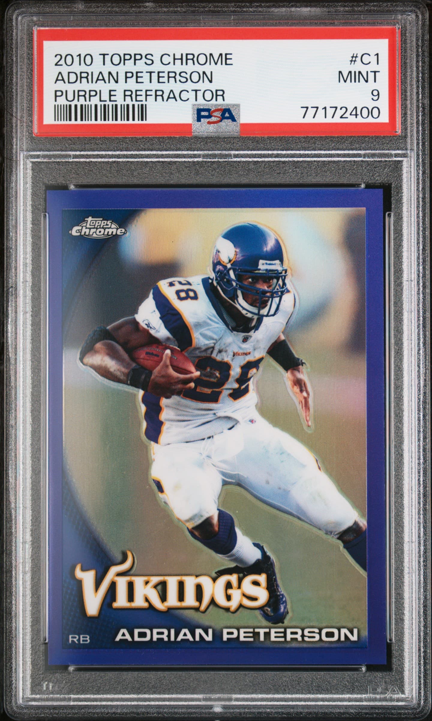 2010 TOPPS CHROME ADRIAN PETERSON #C1 PURPLE REFRACTOR MINT 9 77172400