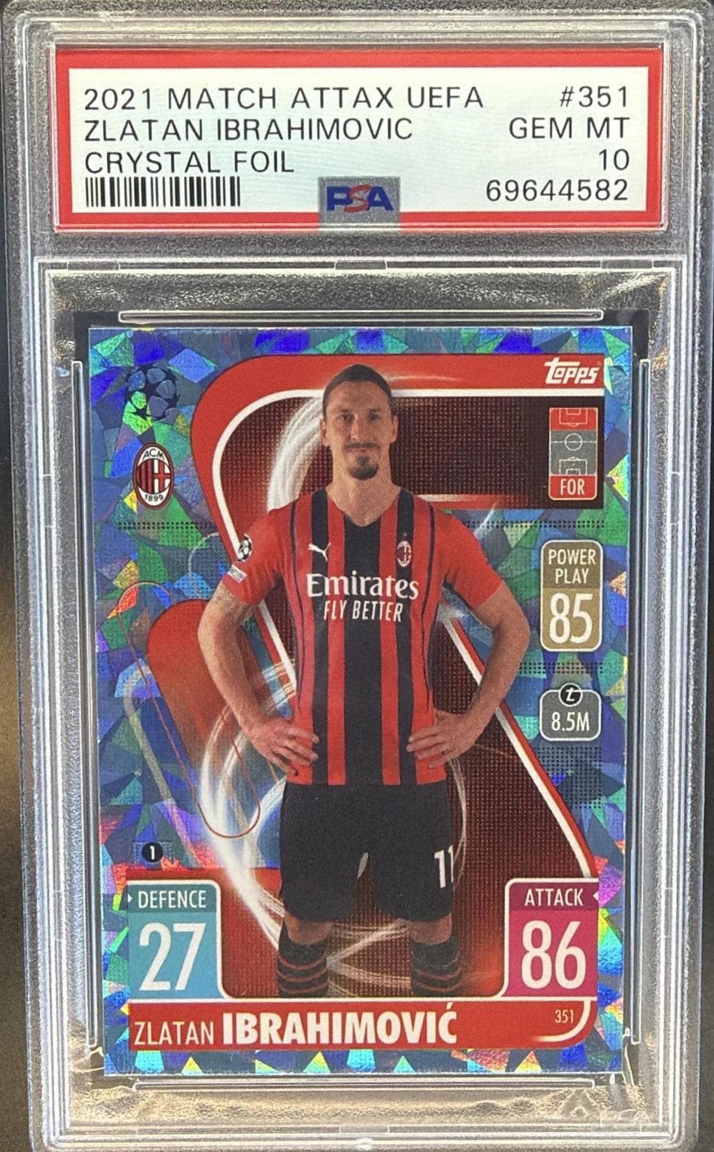 2021 TOPPS MATCH ATTAX UEFA CHAMPIONS LEAGUE ZLATAN IBRAHIMOVIC #351 CRYSTAL FOIL GEM MT 10 69644582